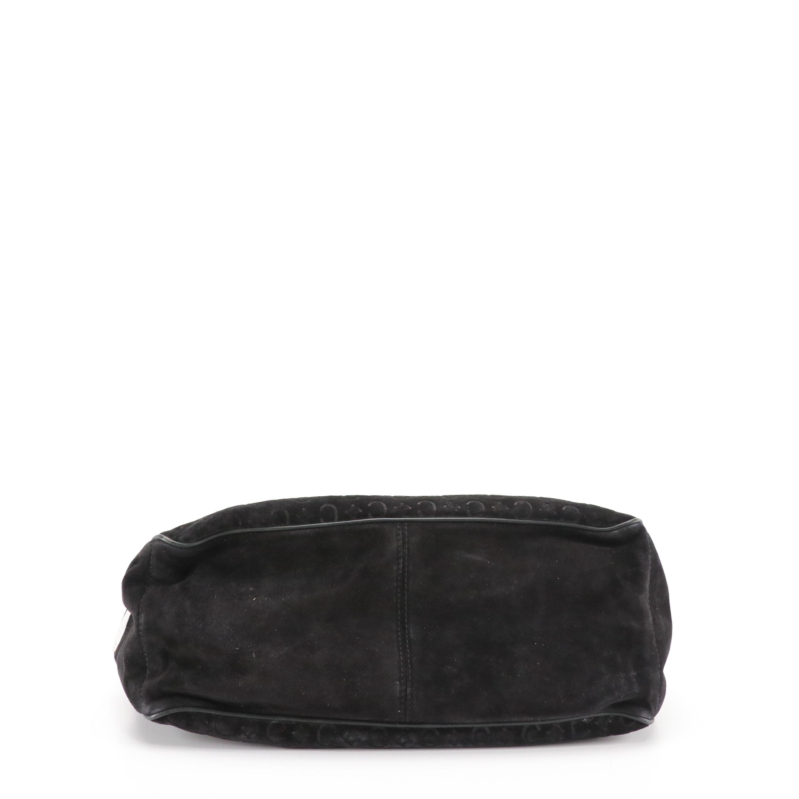 Celine Boogie Bag in C Logo Embossed Suede with Leather Trim