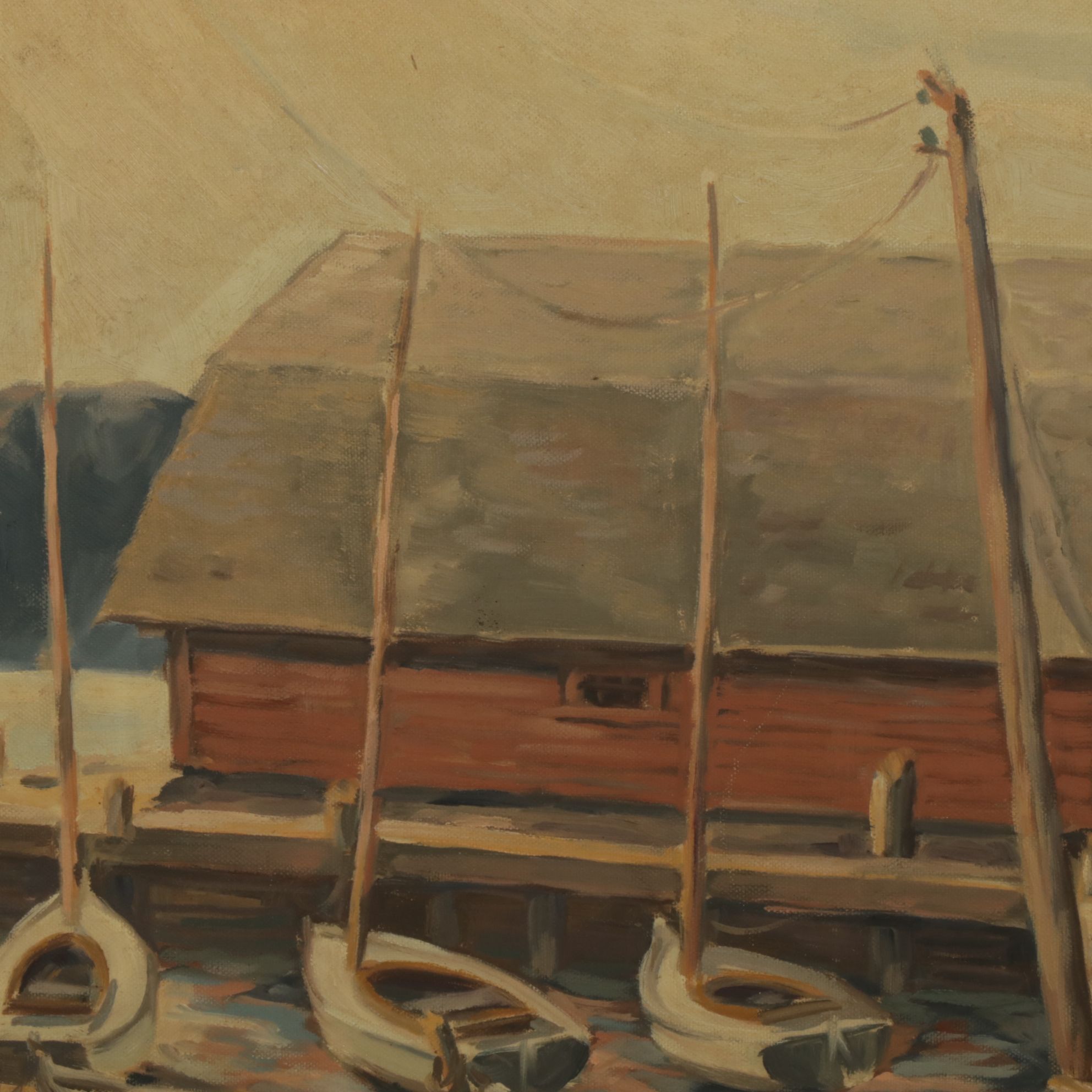 Dan Burne Jones Oil Painting "Anderson Boathouse & Dock - Ephraim, Wisconsin"