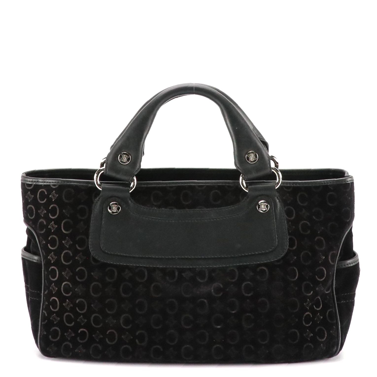 Celine Boogie Bag in C Logo Embossed Suede with Leather Trim