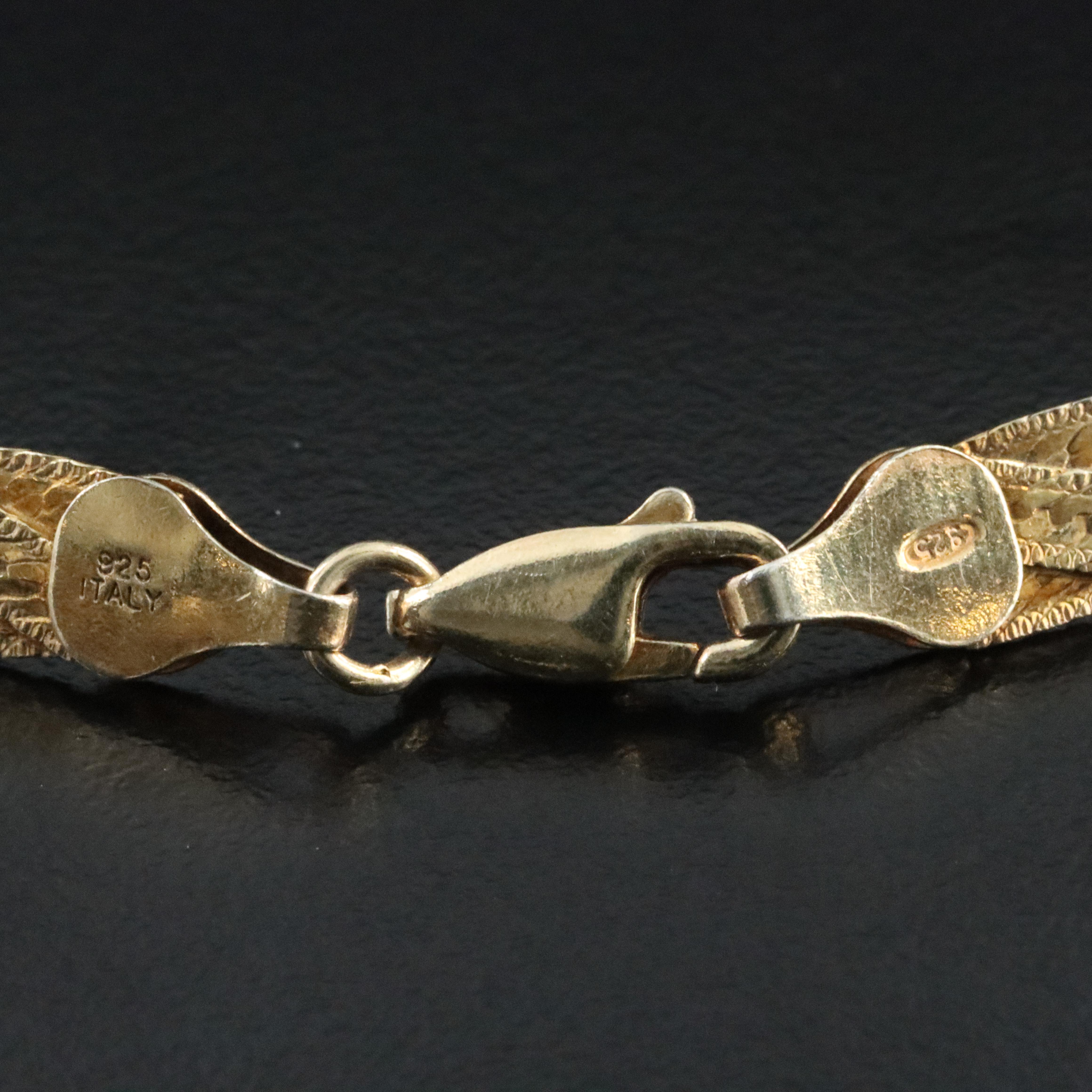 Sterling Two-Tone Braided Herringbone Chain Necklace and Bracelet