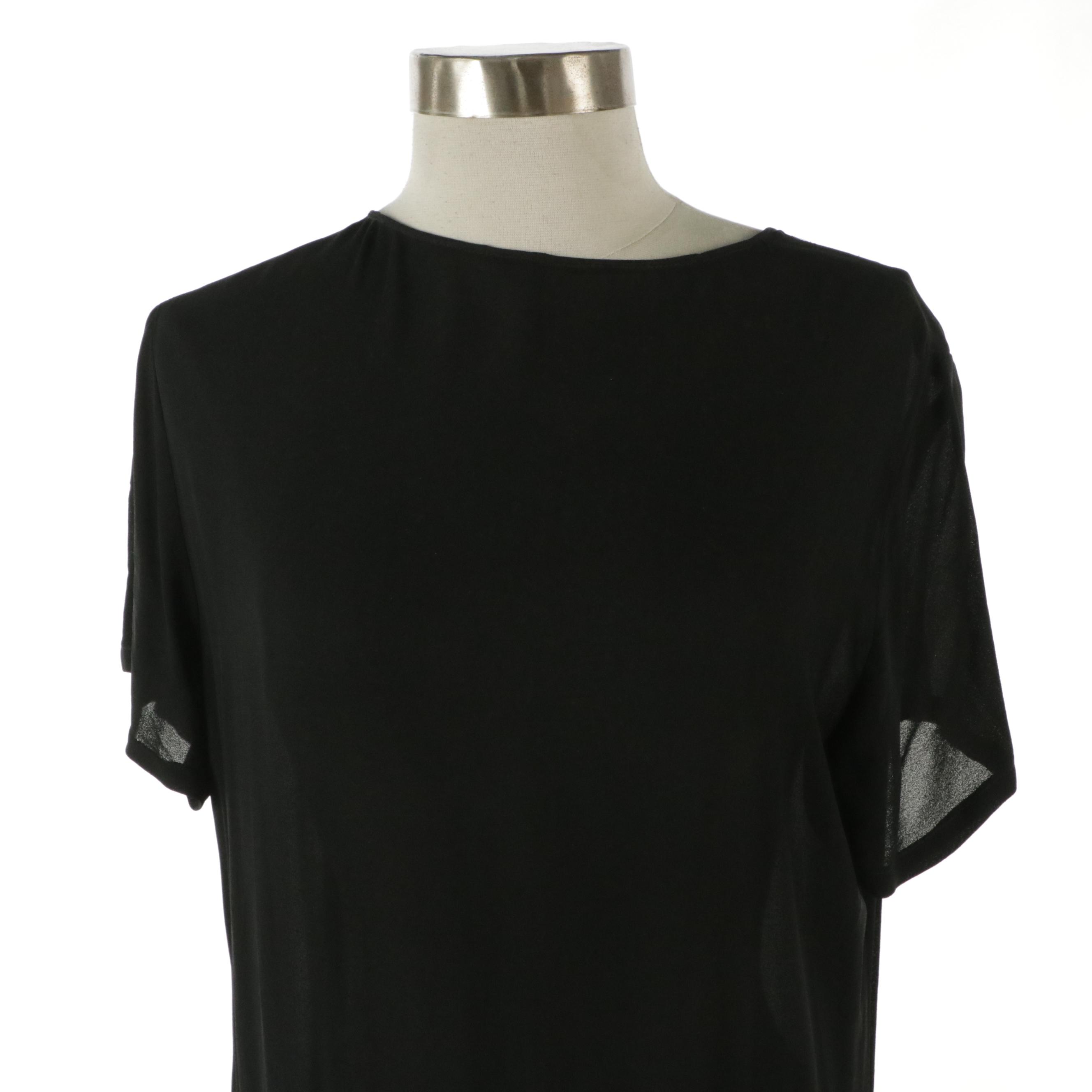 Black Pleated Drop Waist Belted Evening Dress and Open Cardigan