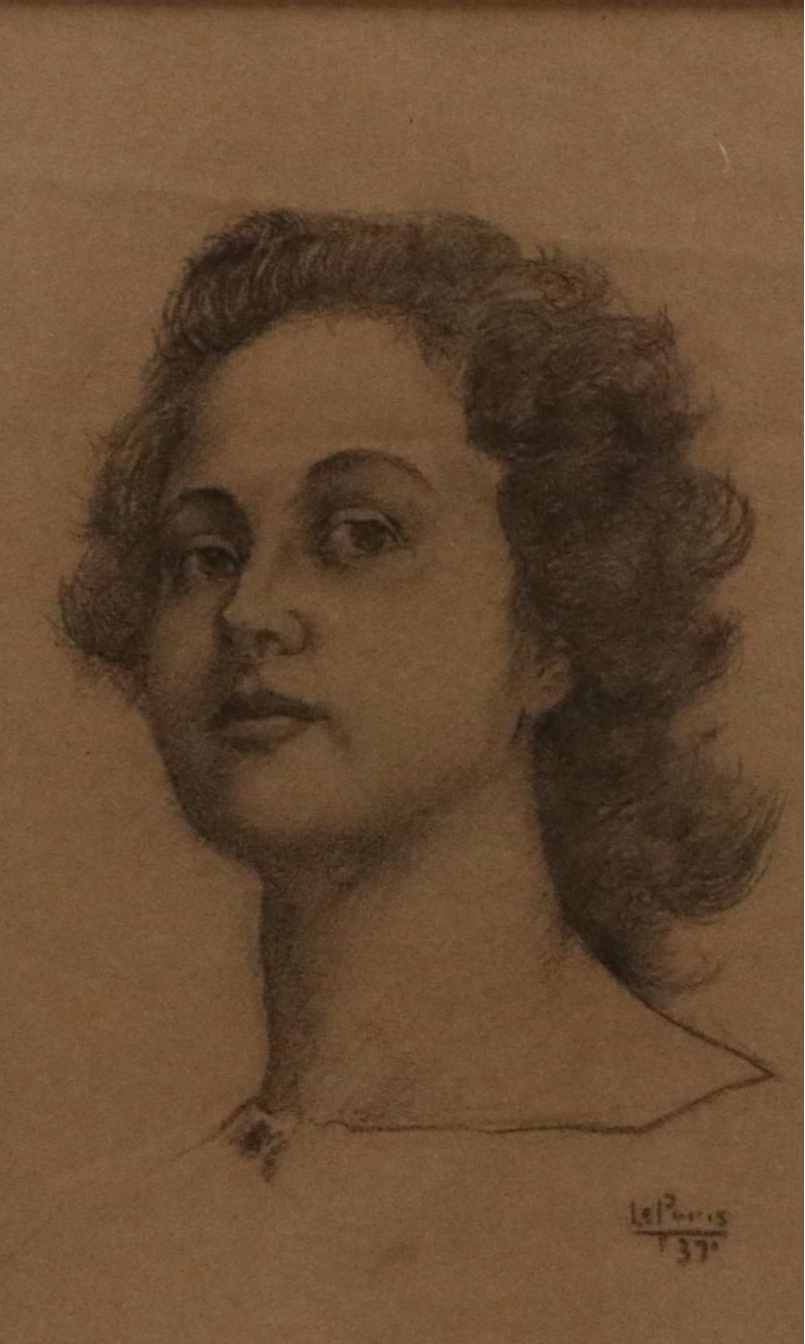 Bernard LePoris Graphite Drawing Portrait of Young Woman, 1937