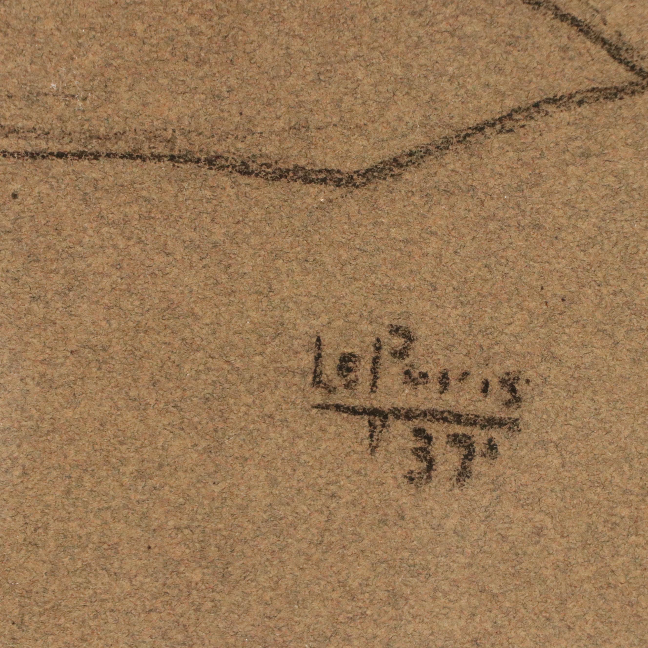 Bernard LePoris Graphite Drawing Portrait of Young Woman, 1937