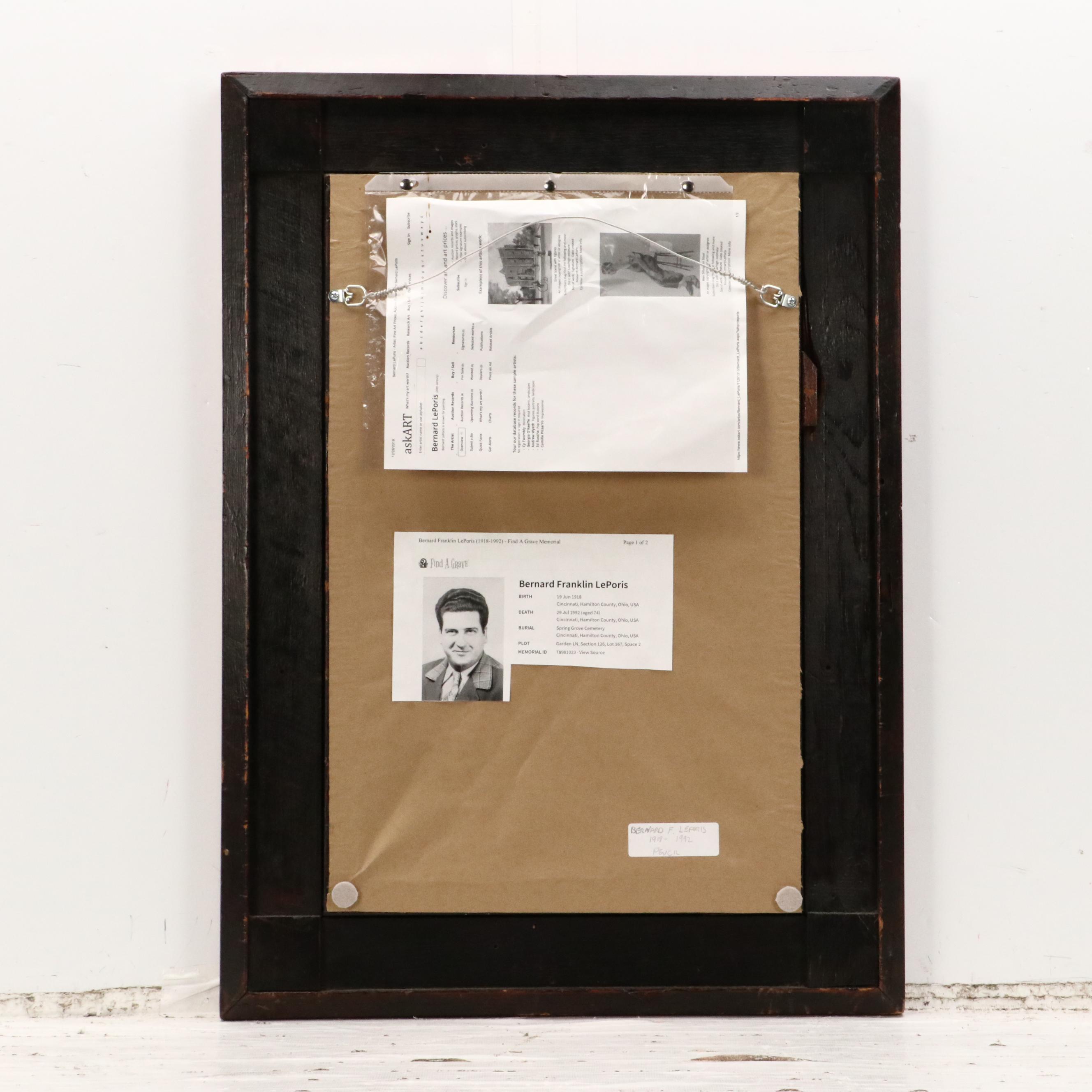 Bernard LePoris Graphite Drawing Portrait of Young Woman, 1937