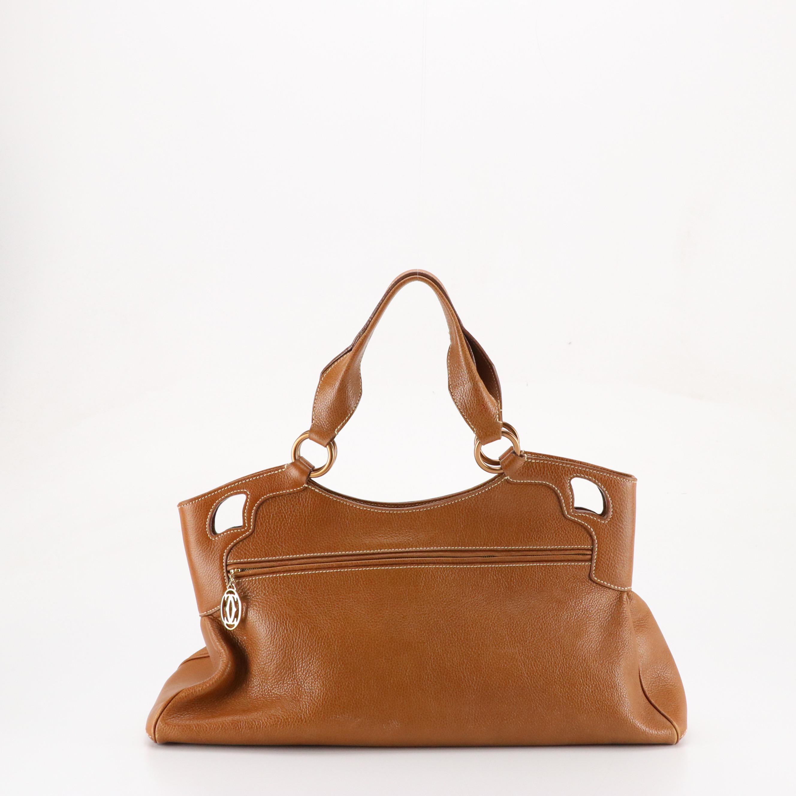 Cartier Marcello de Cartier Shoulder Bag in Brown Grained Leather