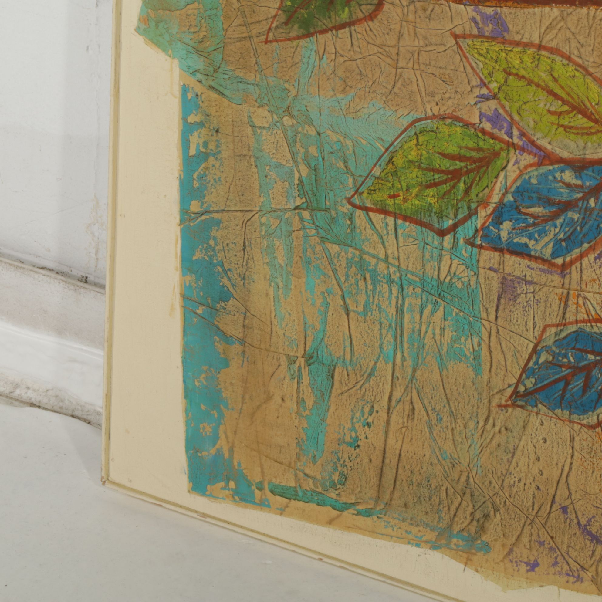 Ruth Dicker Abstract Mixed Media Oil Painting "L'été", 1962