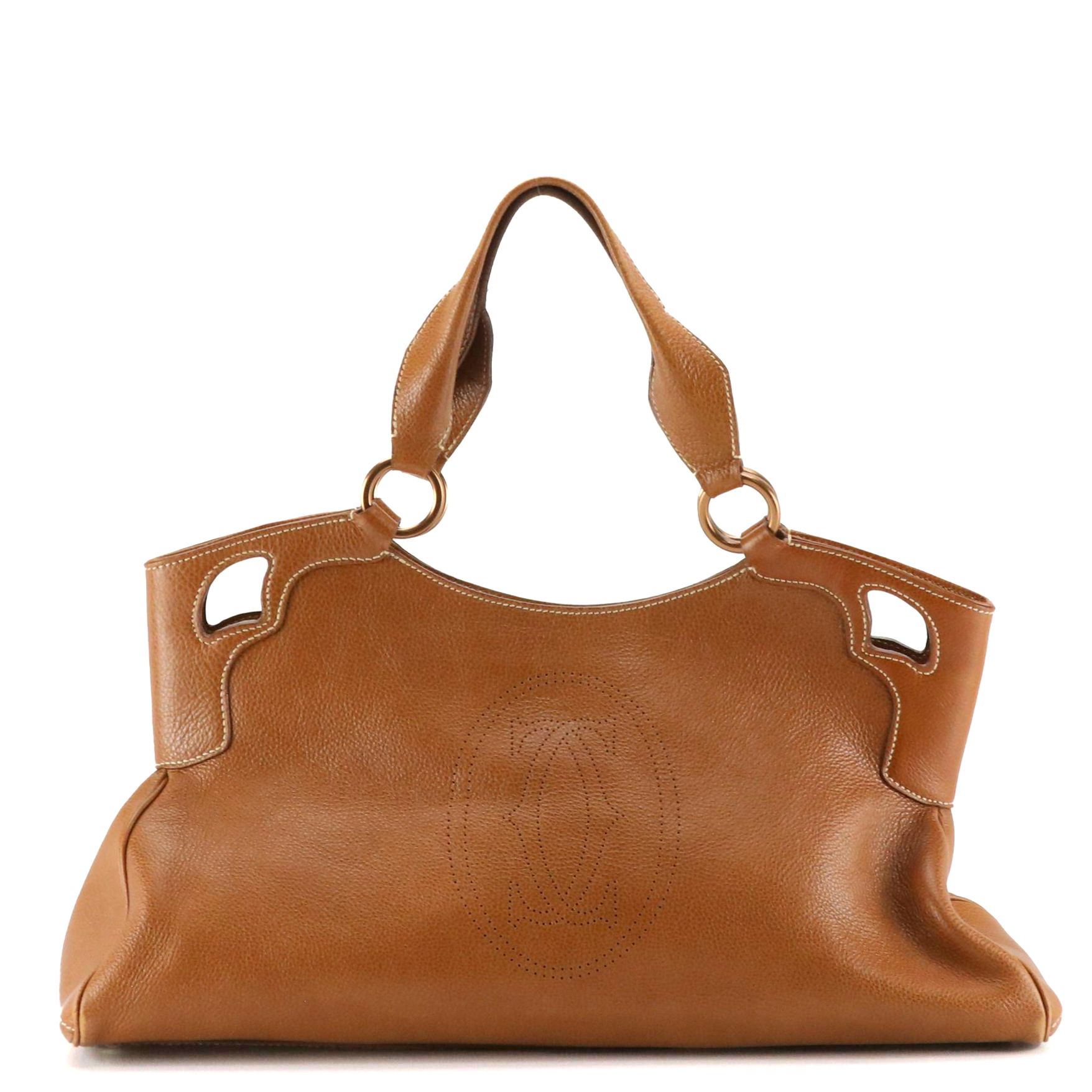 Cartier Marcello de Cartier Shoulder Bag in Brown Grained Leather