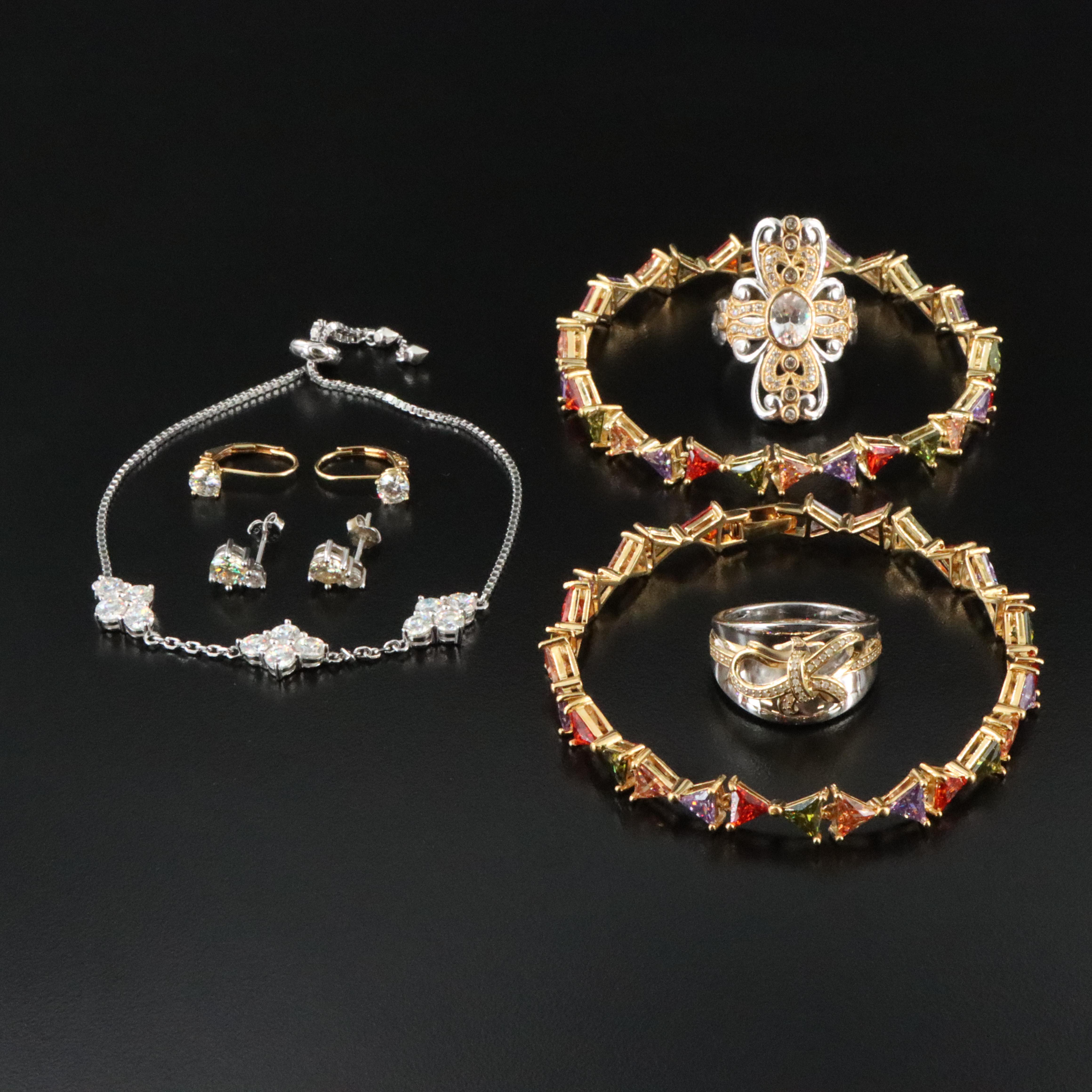 Sterling Jewelry Collection with Diamonds and Strontium Titanate