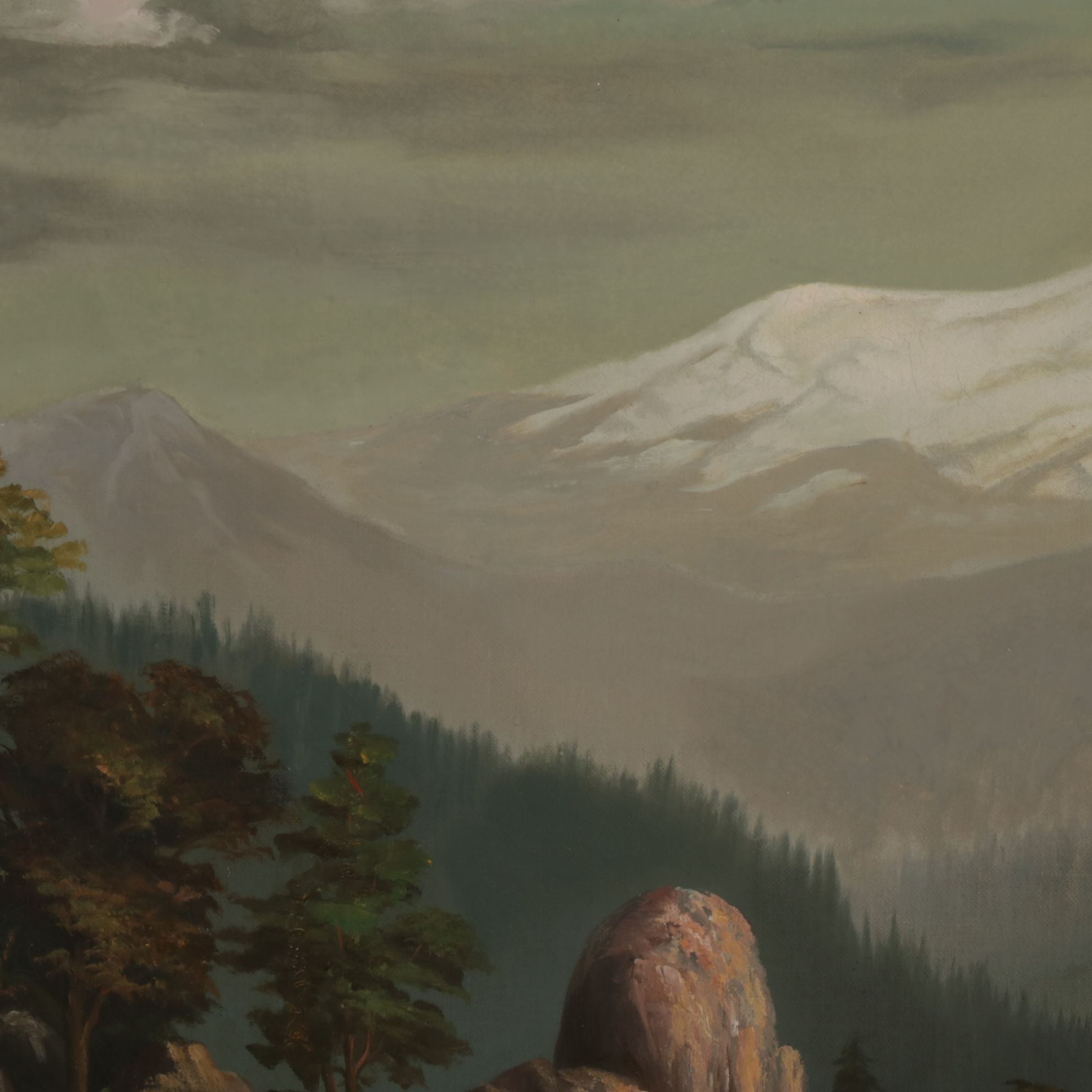 American School Western Landscape Oil Painting of Mt. McLaughlin, 1893