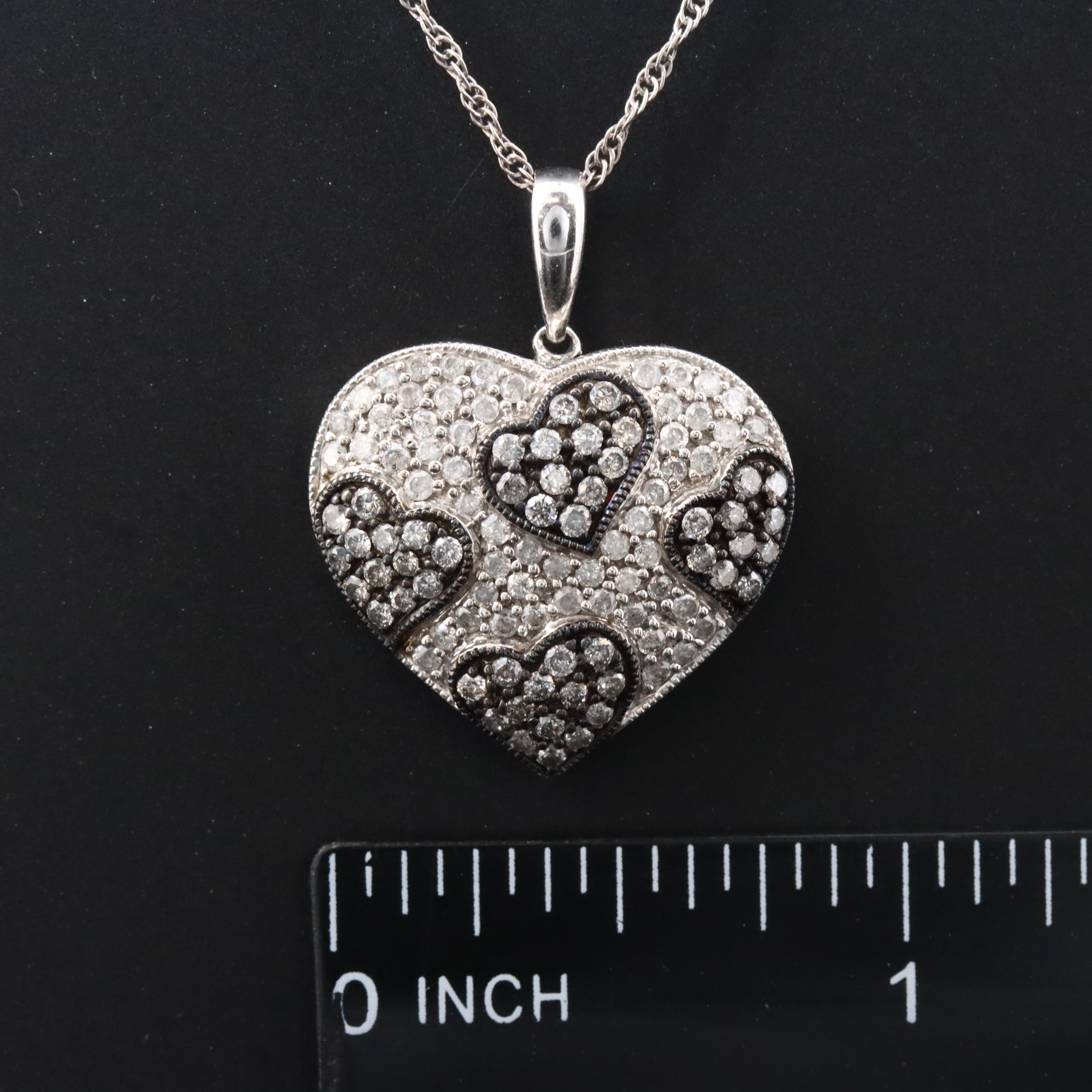 Sterling 1.18 CTW Diamond Heart Pendant Necklace