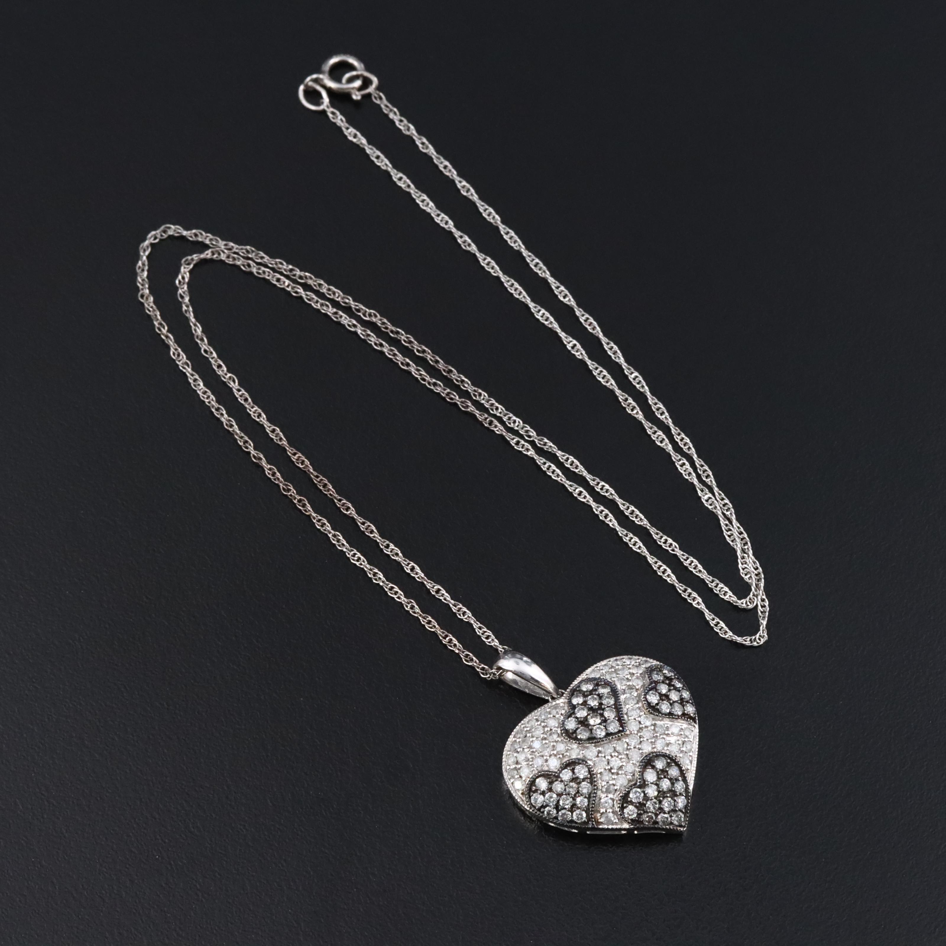 Sterling 1.18 CTW Diamond Heart Pendant Necklace