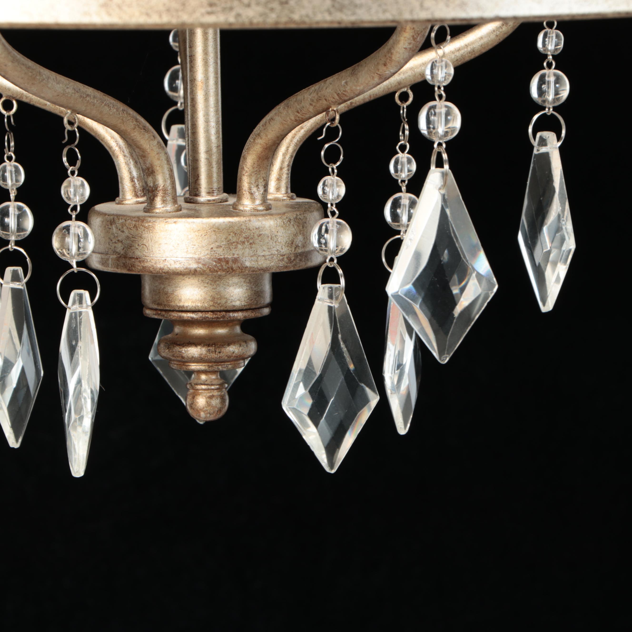 Minka Lavery Olympus Gold Five-Arm Drum Chandelier with Crystal Pendants