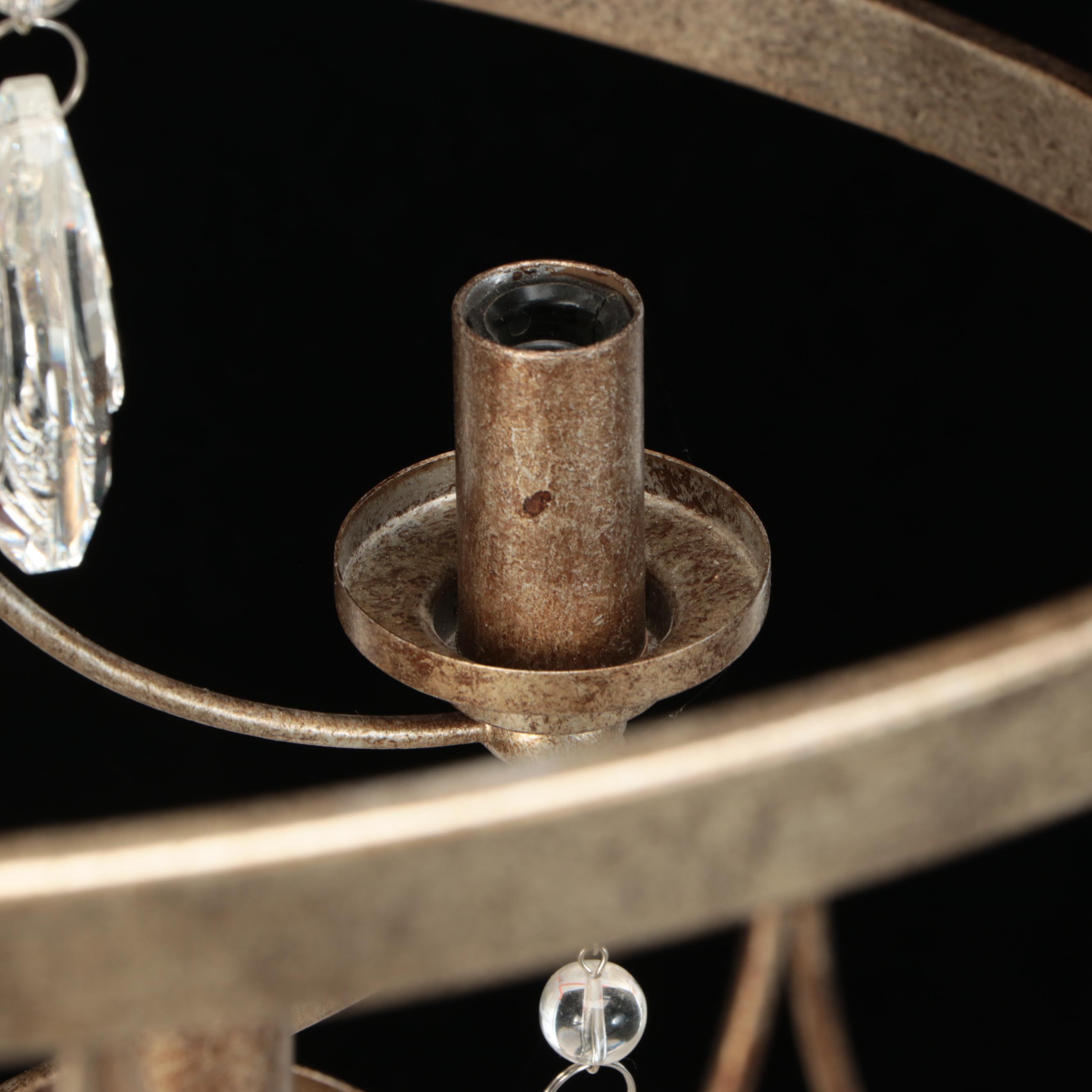 Minka Lavery Olympus Gold Five-Arm Drum Chandelier with Crystal Pendants