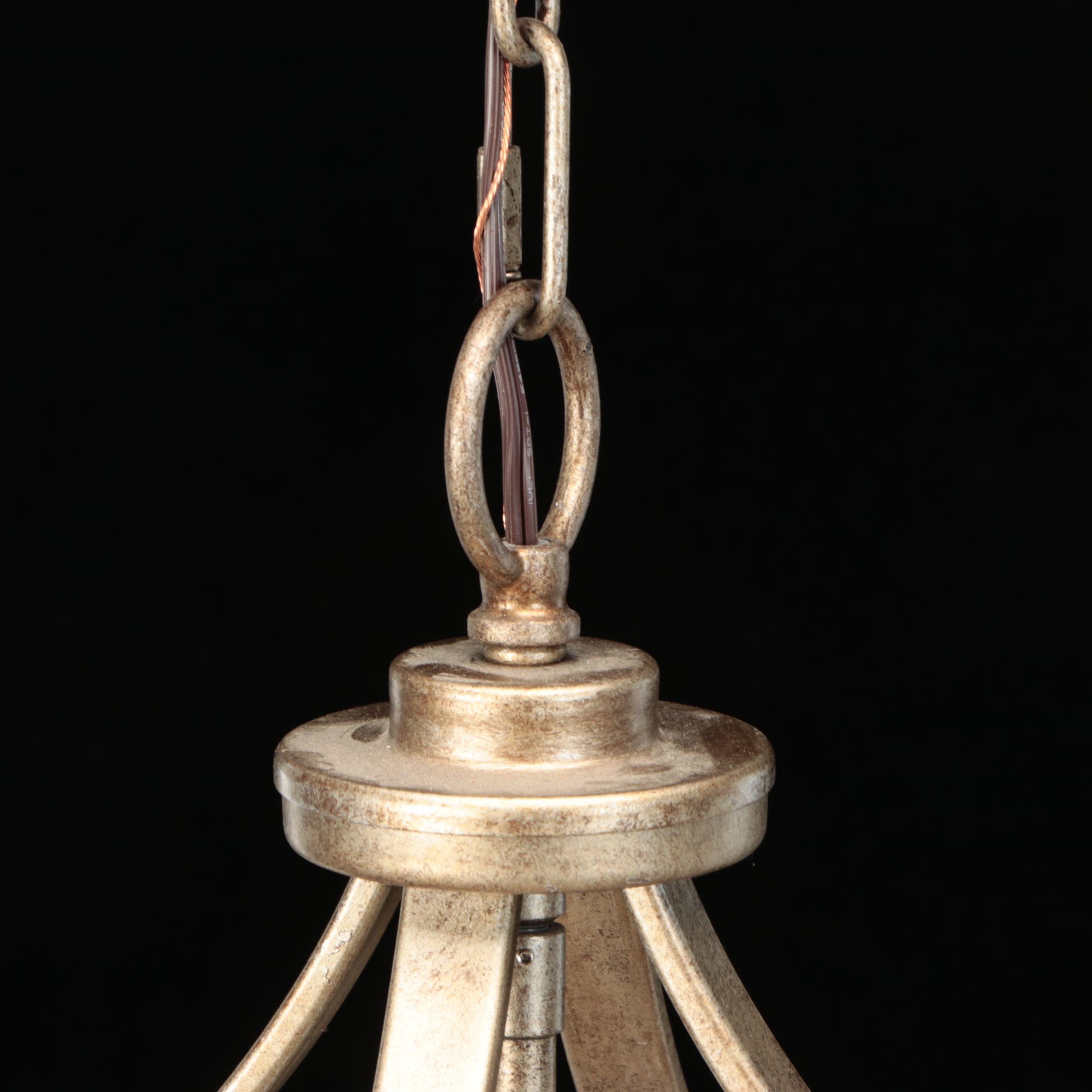 Minka Lavery Olympus Gold Five-Arm Drum Chandelier with Crystal Pendants