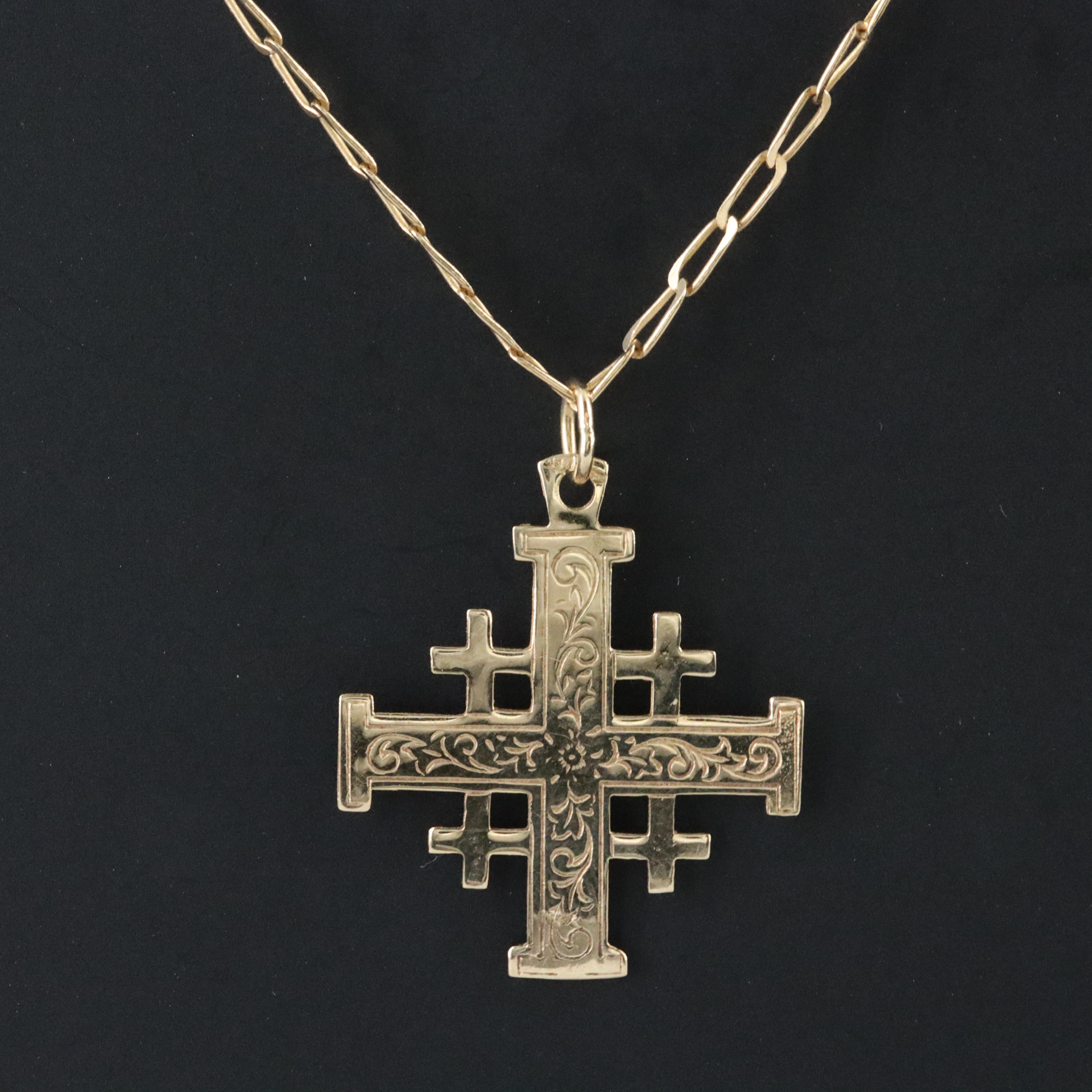 14K Jerusalem Cross Necklace
