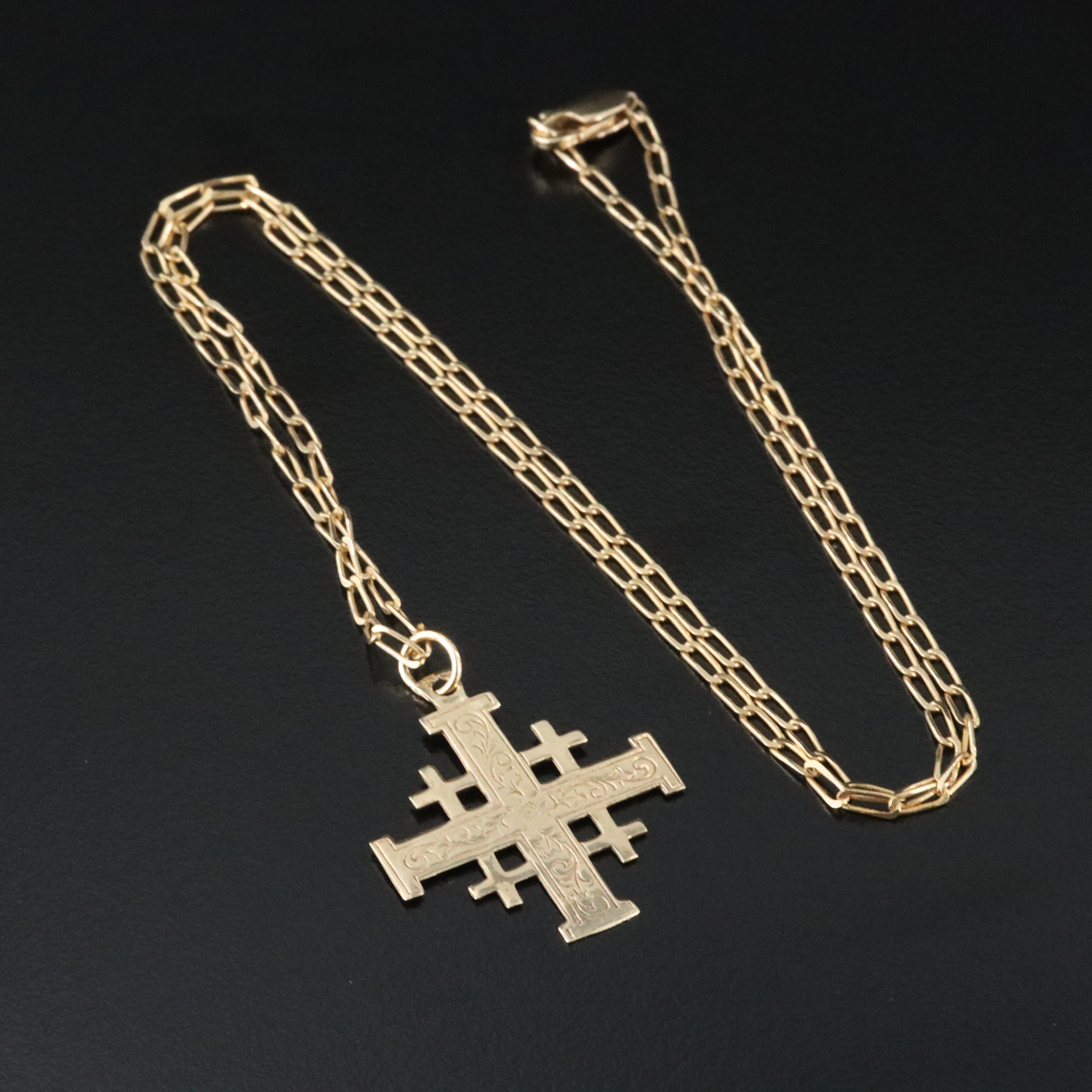 14K Jerusalem Cross Necklace