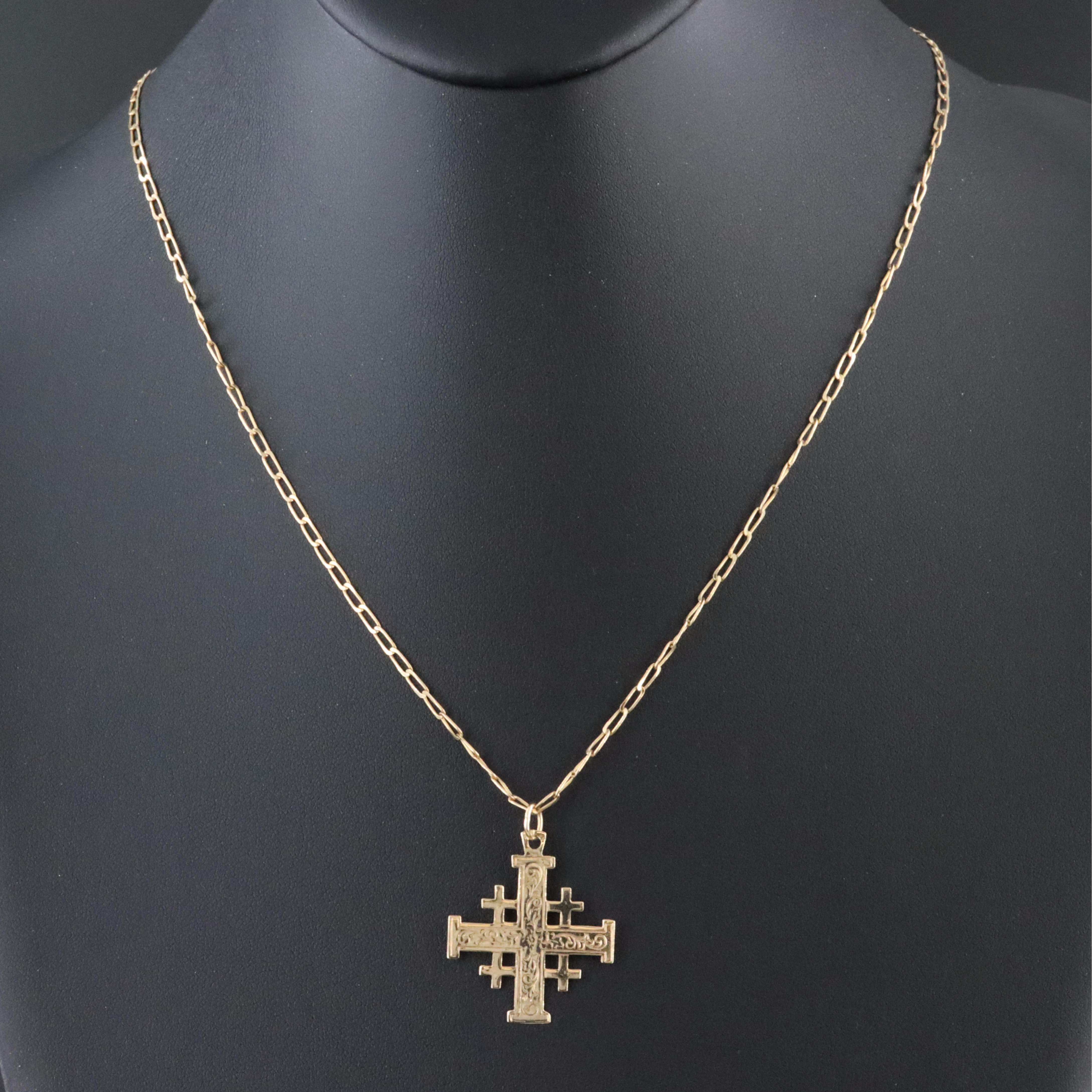 14K Jerusalem Cross Necklace