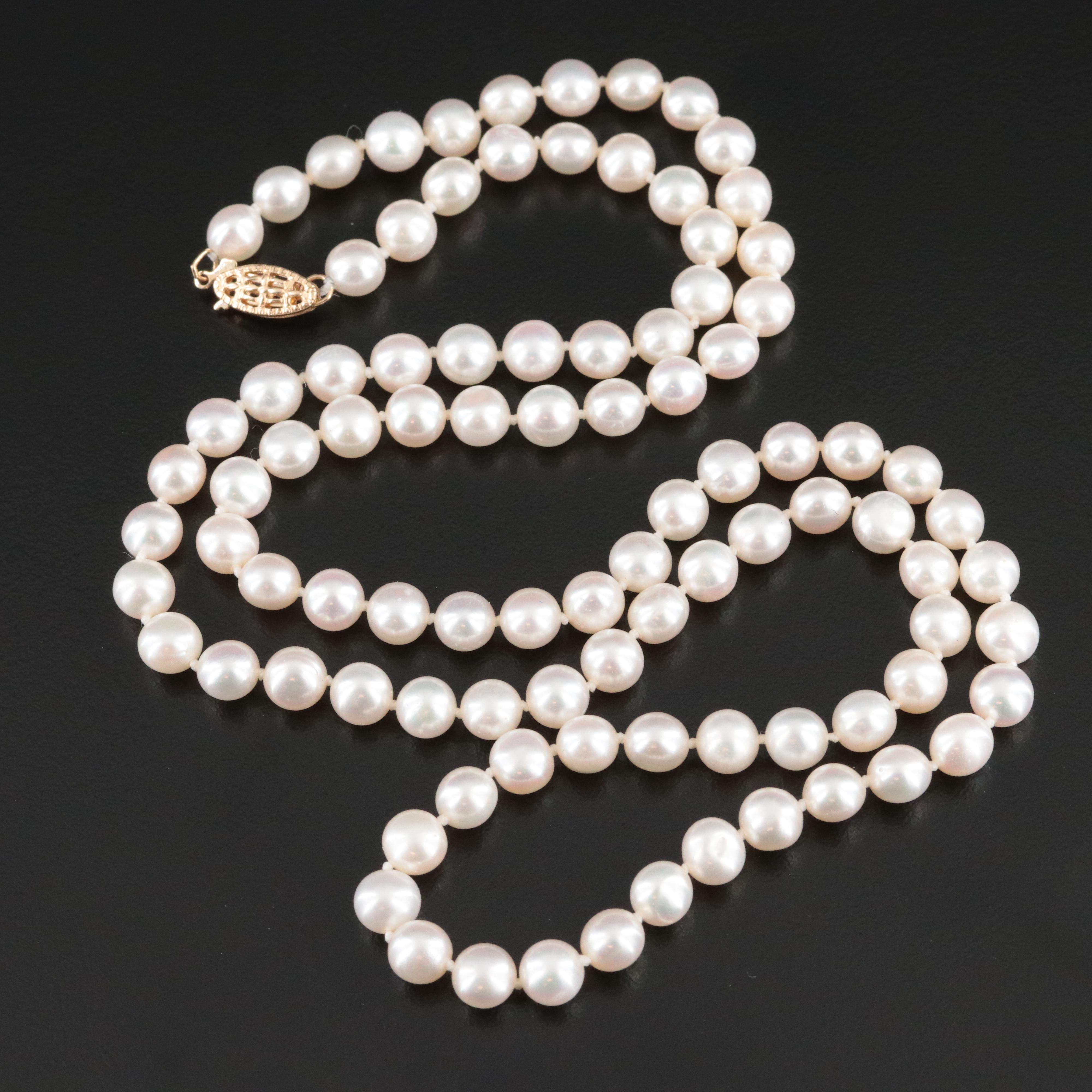 Pearl Necklace with 14K Clasp
