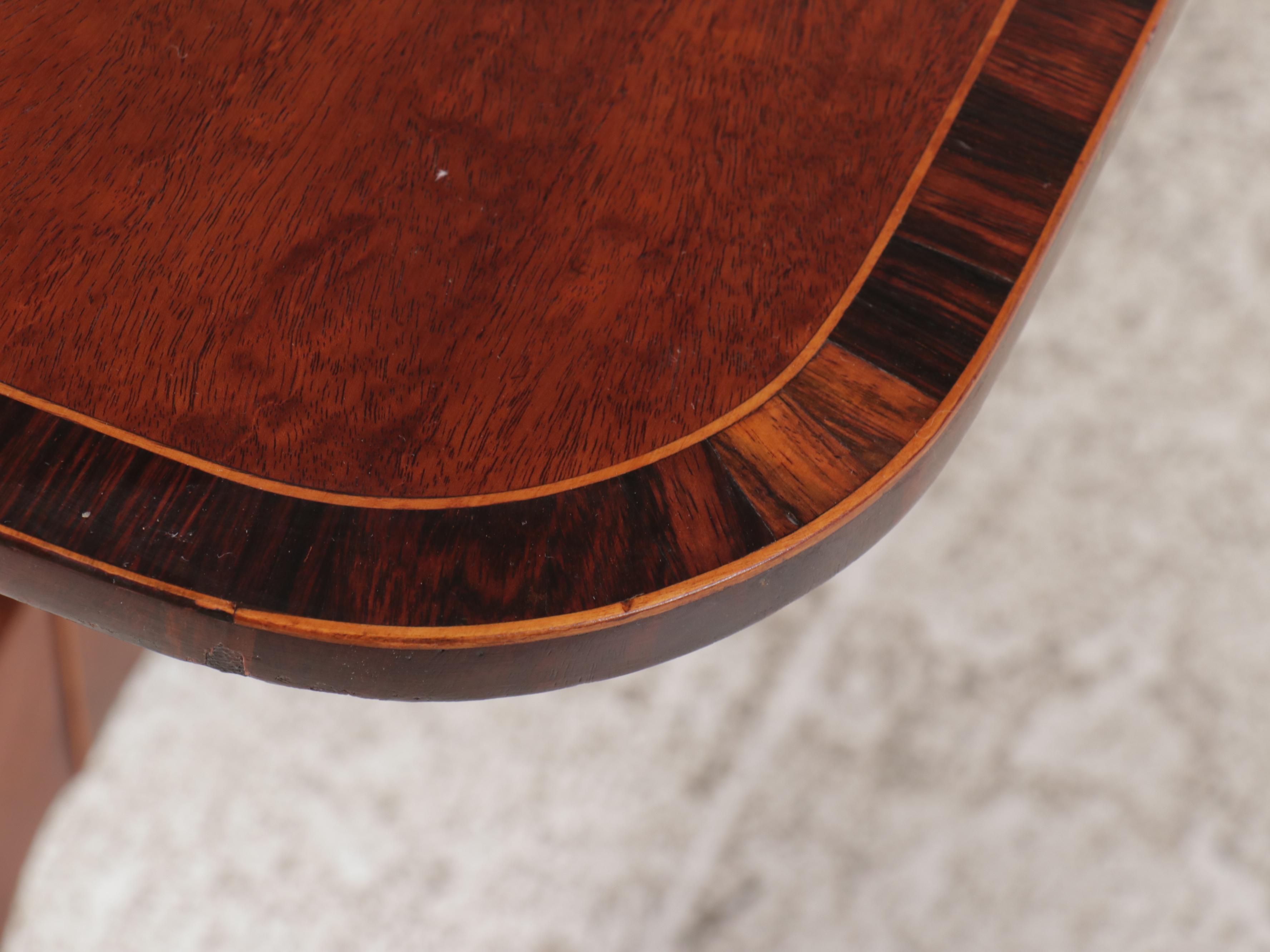 English Regency Style Inlaid Mahogany Drop Leaf Sofa Table, 19th Century