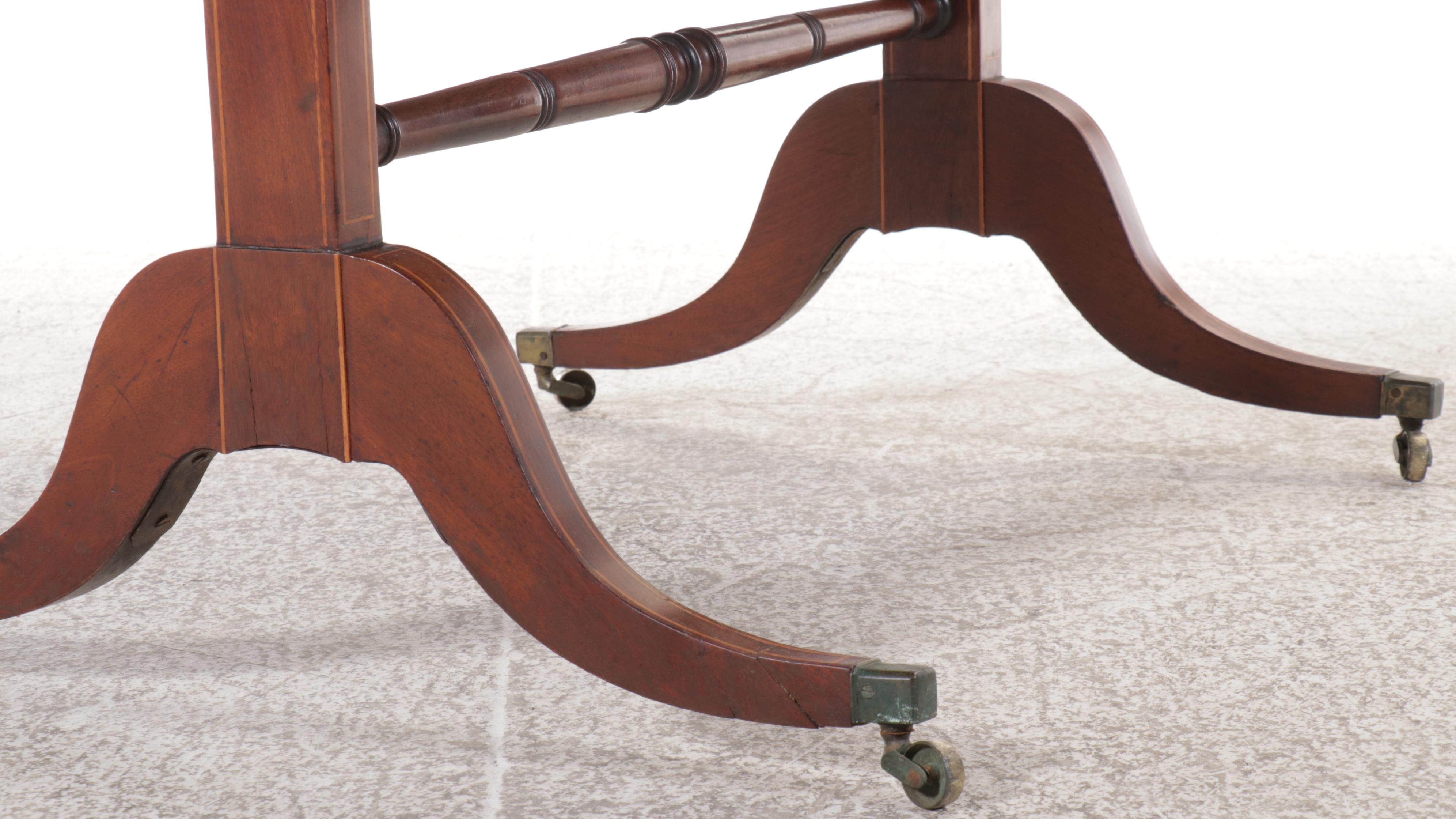 English Regency Style Inlaid Mahogany Drop Leaf Sofa Table, 19th Century