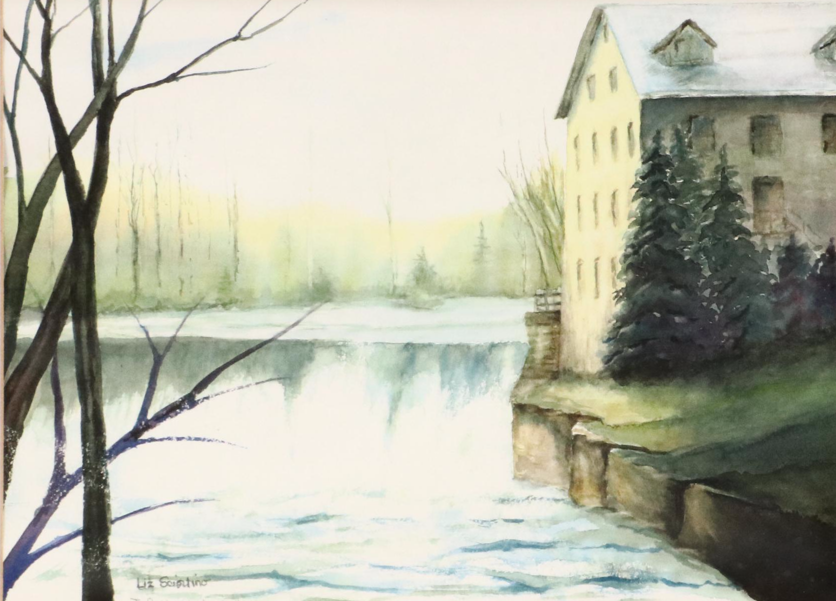 Liz Sciortino Landscape Watercolor Painting of Lake