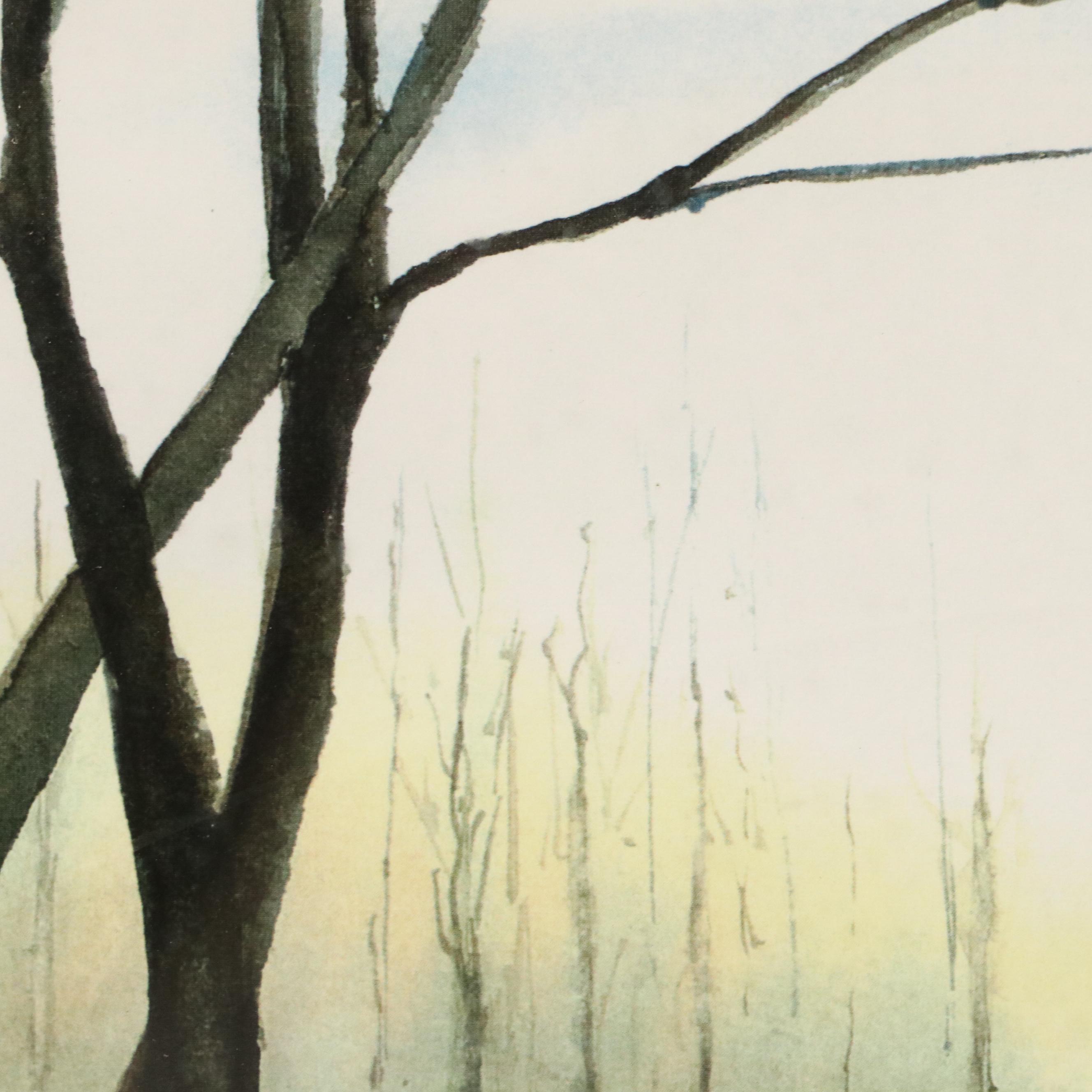 Liz Sciortino Landscape Watercolor Painting of Lake