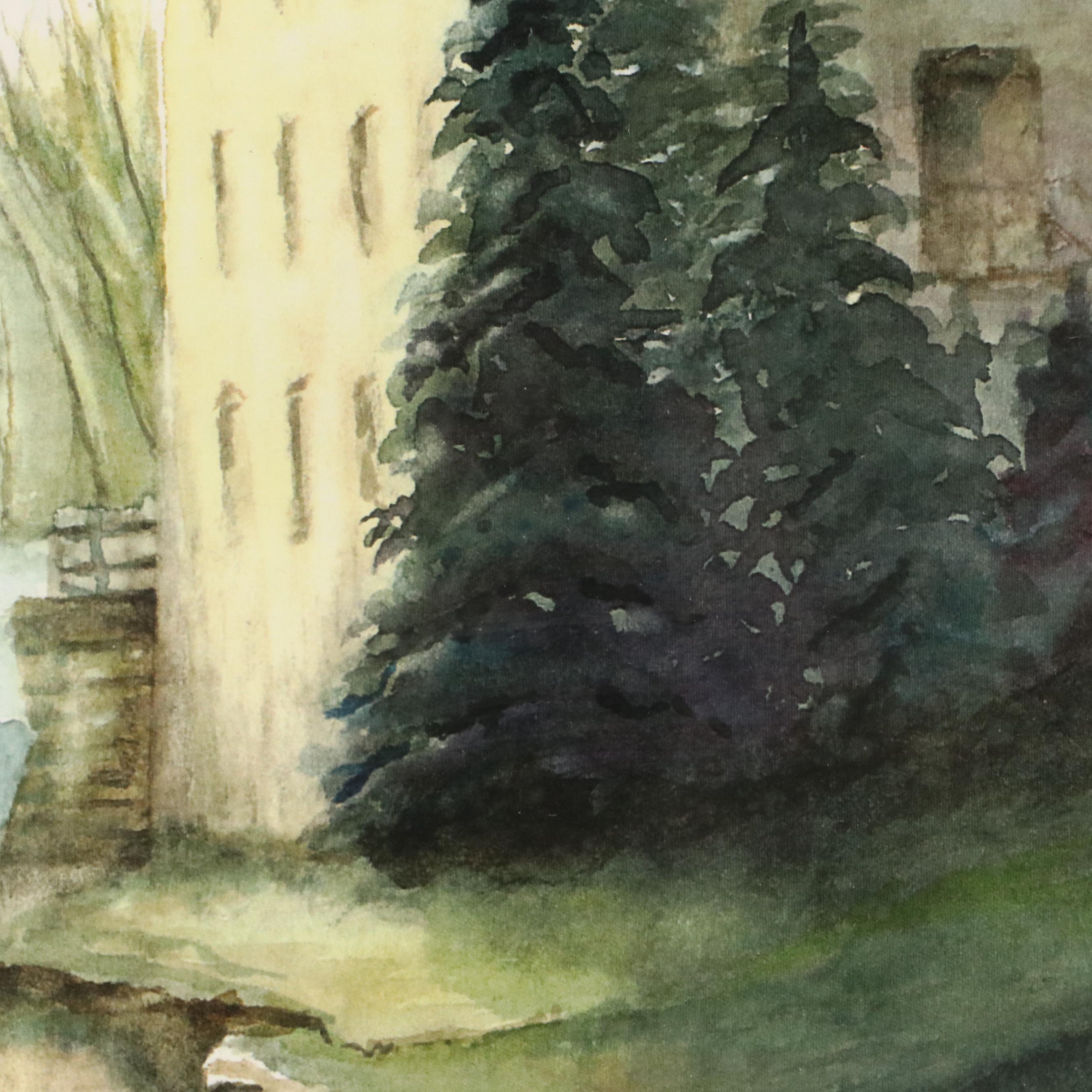 Liz Sciortino Landscape Watercolor Painting of Lake