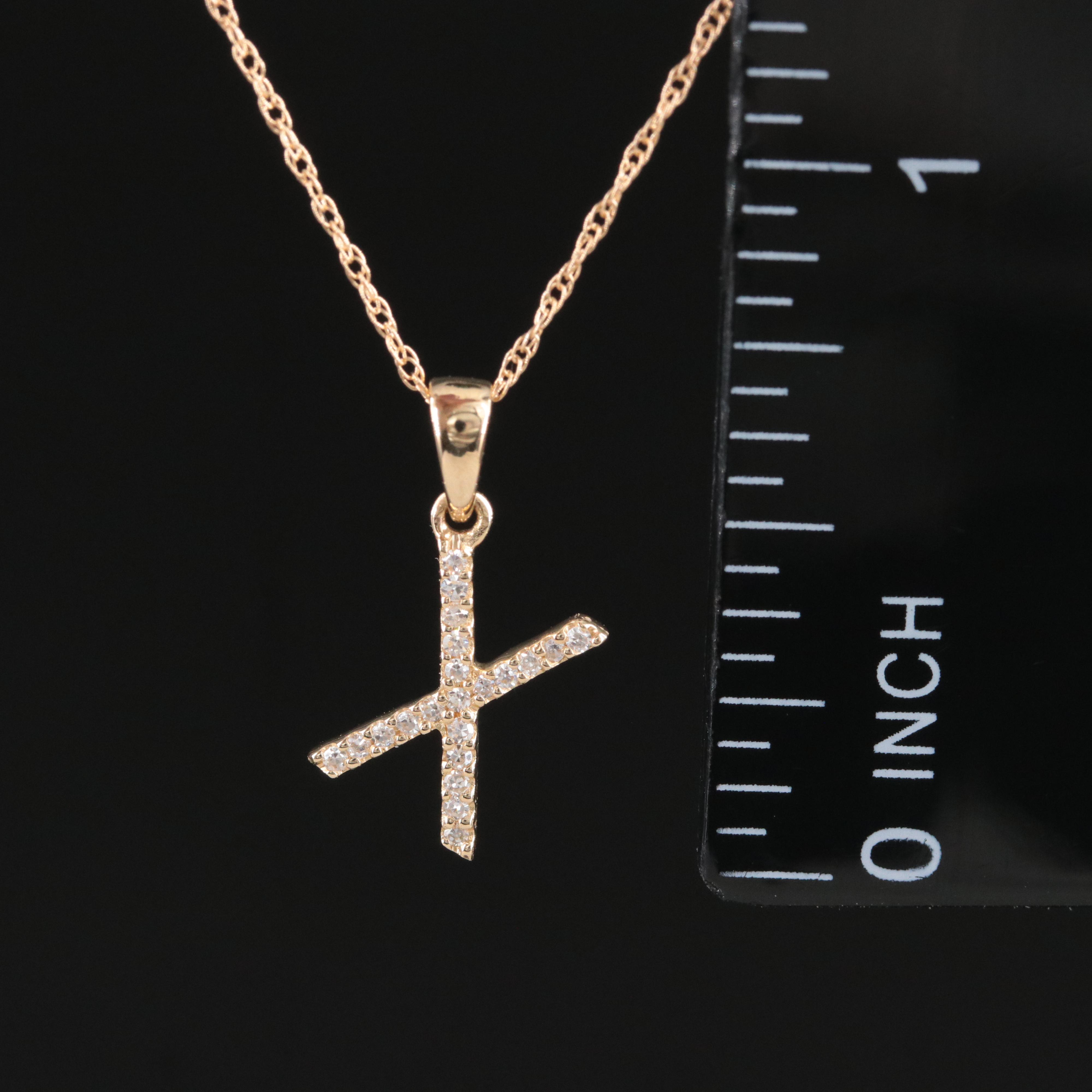 14K 0.08 CTW Diamond "X" Initial Pendant Necklace