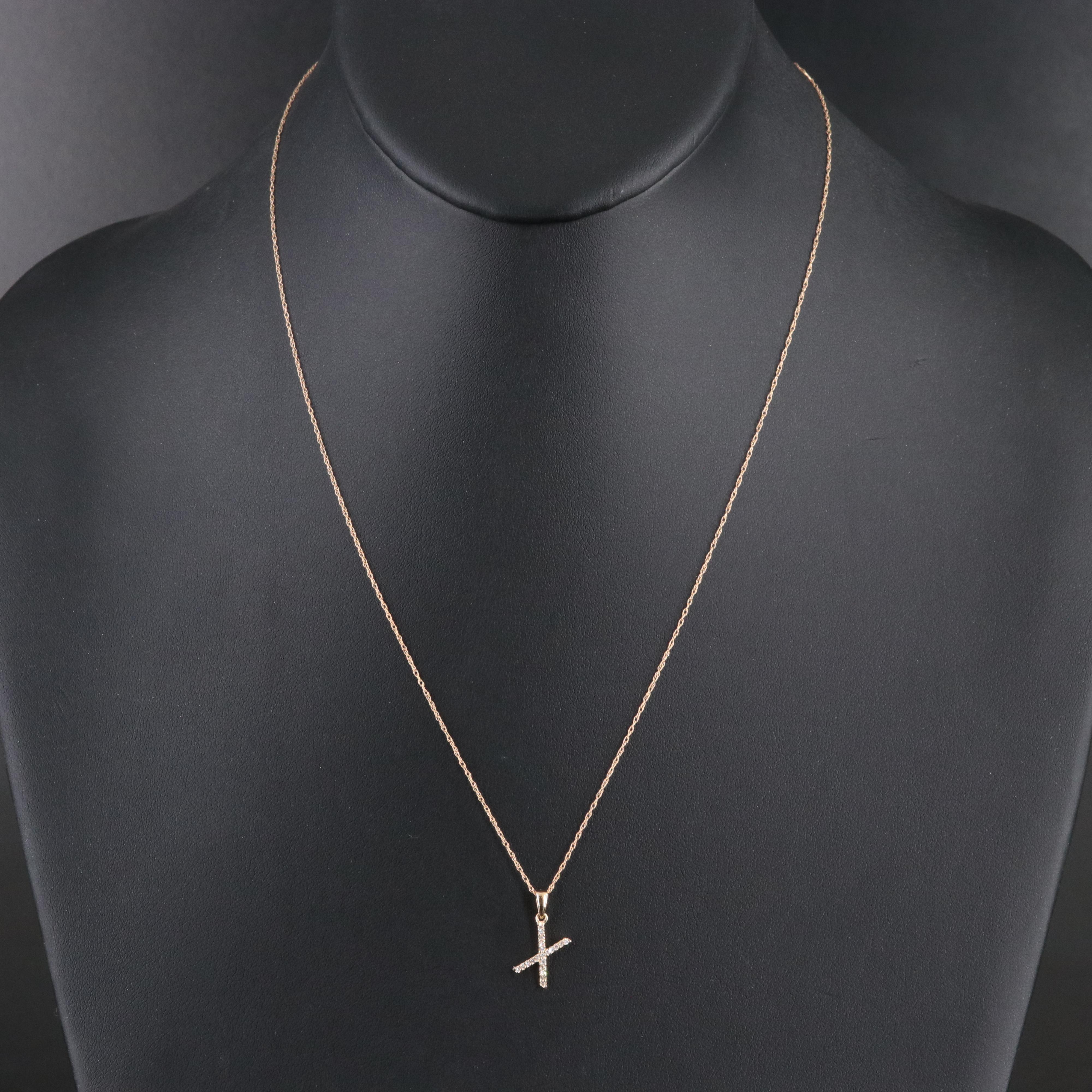 14K 0.08 CTW Diamond "X" Initial Pendant Necklace