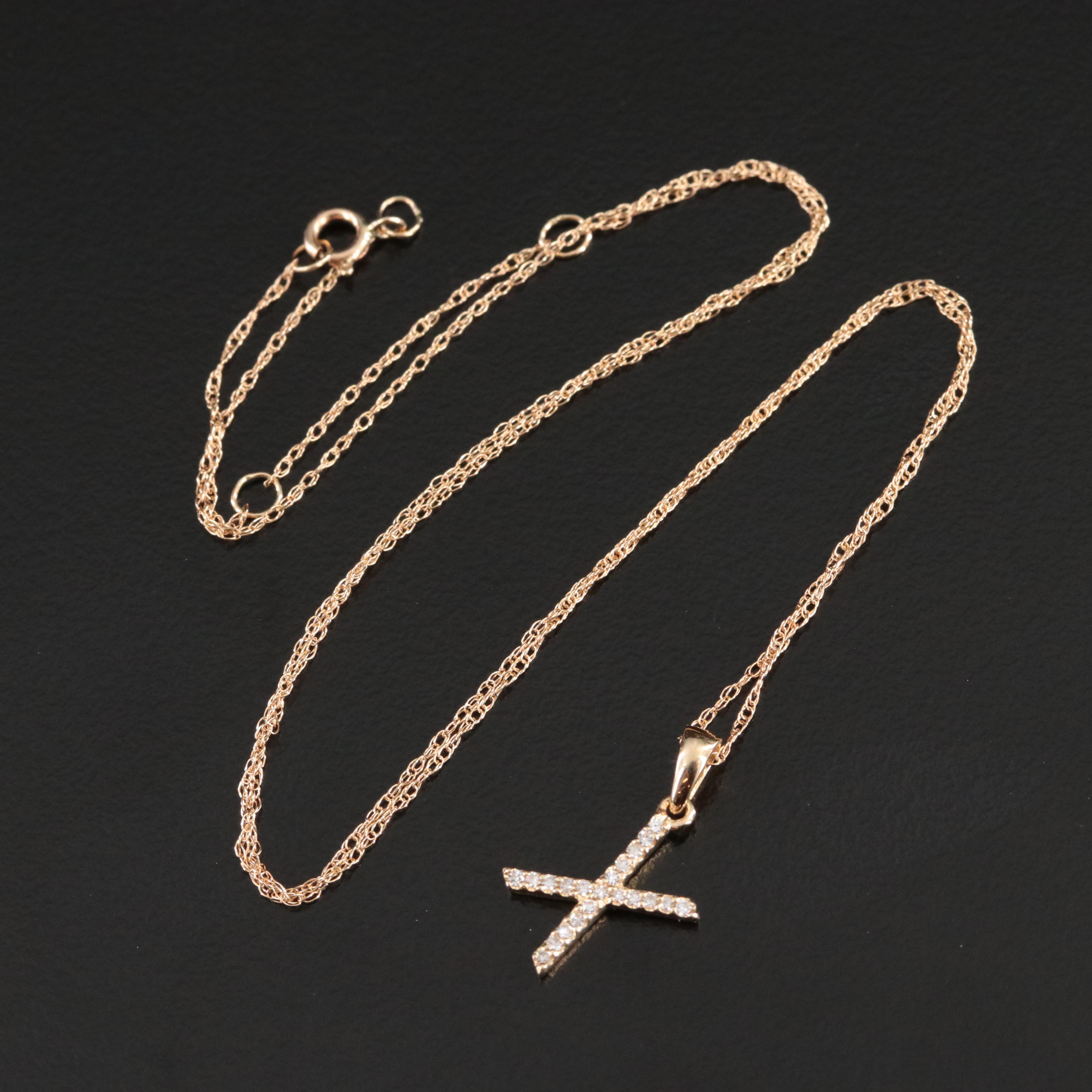 14K 0.08 CTW Diamond "X" Initial Pendant Necklace