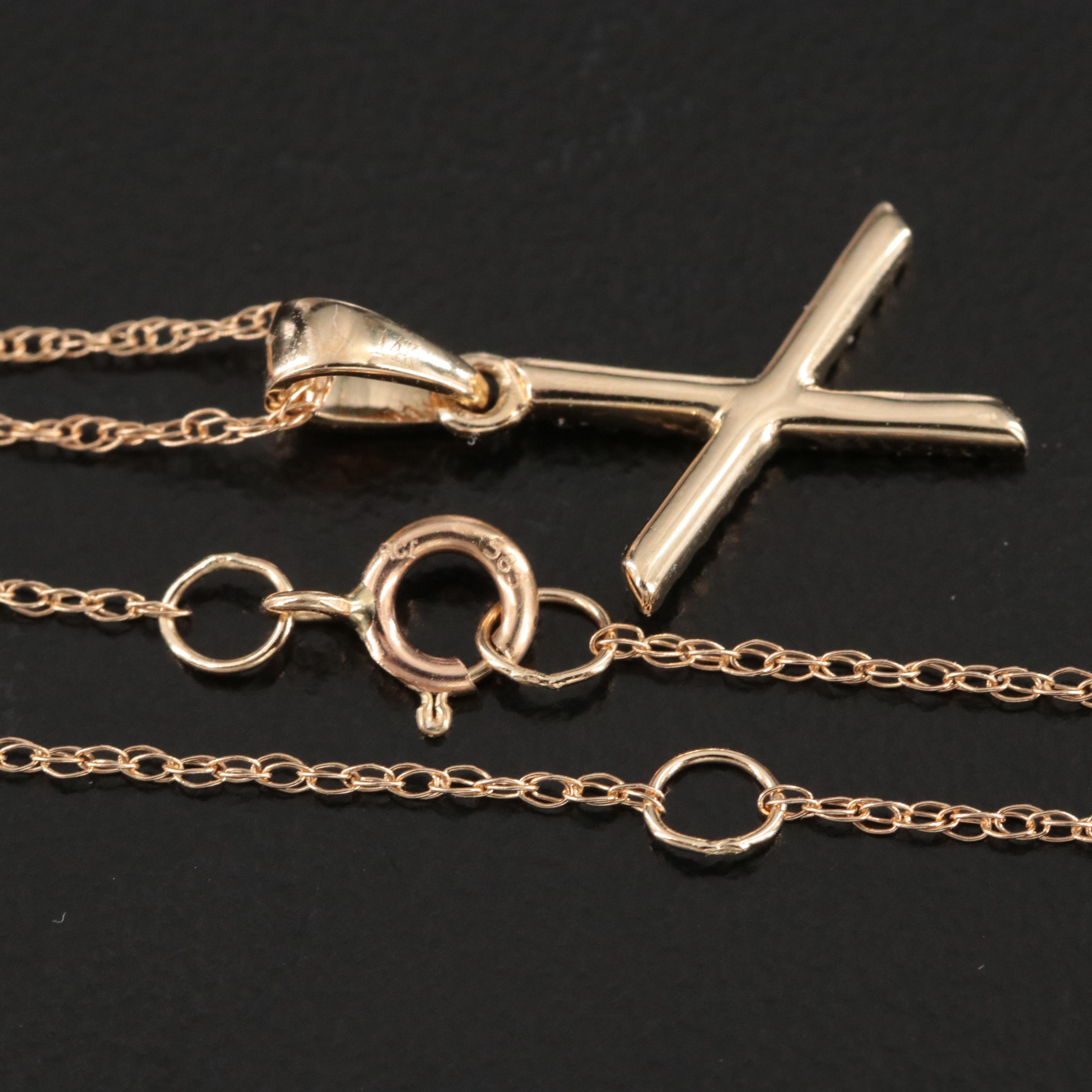 14K 0.08 CTW Diamond "X" Initial Pendant Necklace
