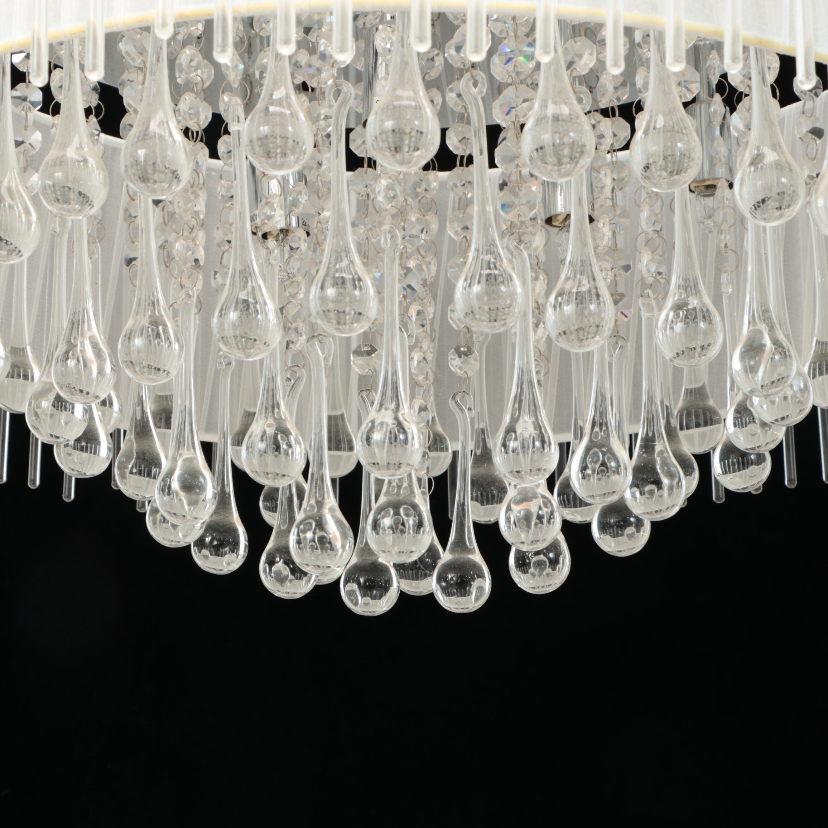 Contemporary "Ashton" Wedding Cake Pendant Light with Crystal Rainfall Prisms