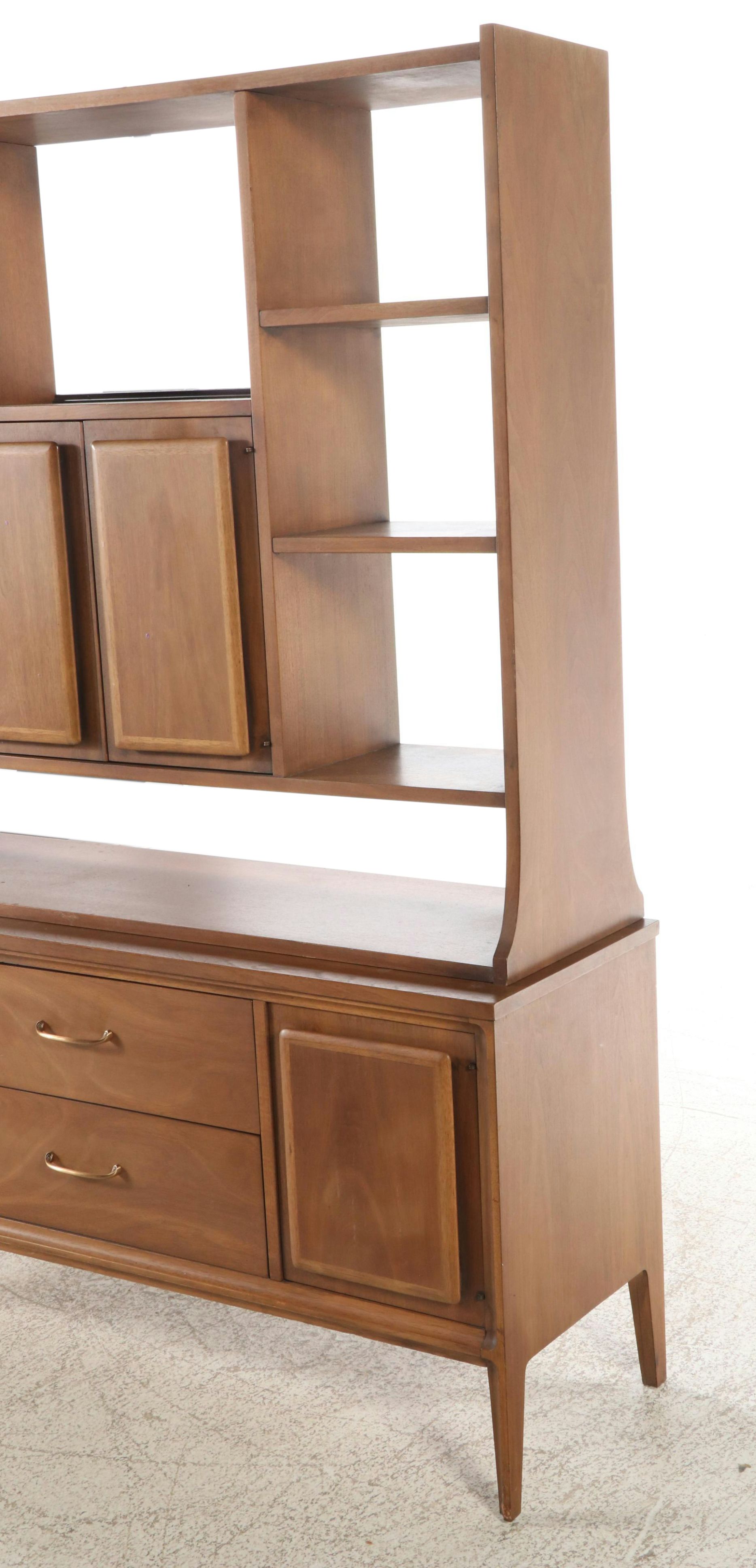 Broyhill Mid Century Modern Walnut Cabinet and Shelf