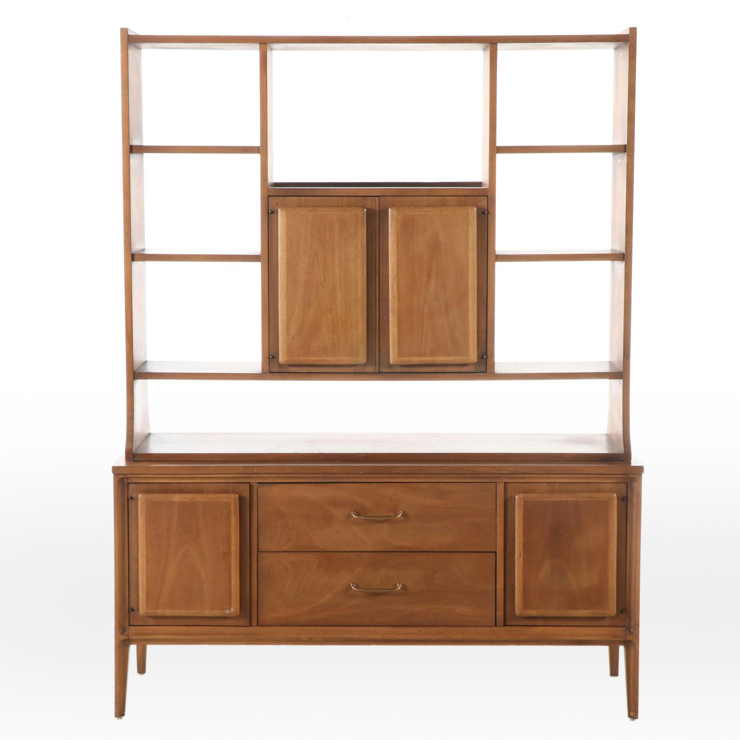 Broyhill Mid Century Modern Walnut Cabinet and Shelf
