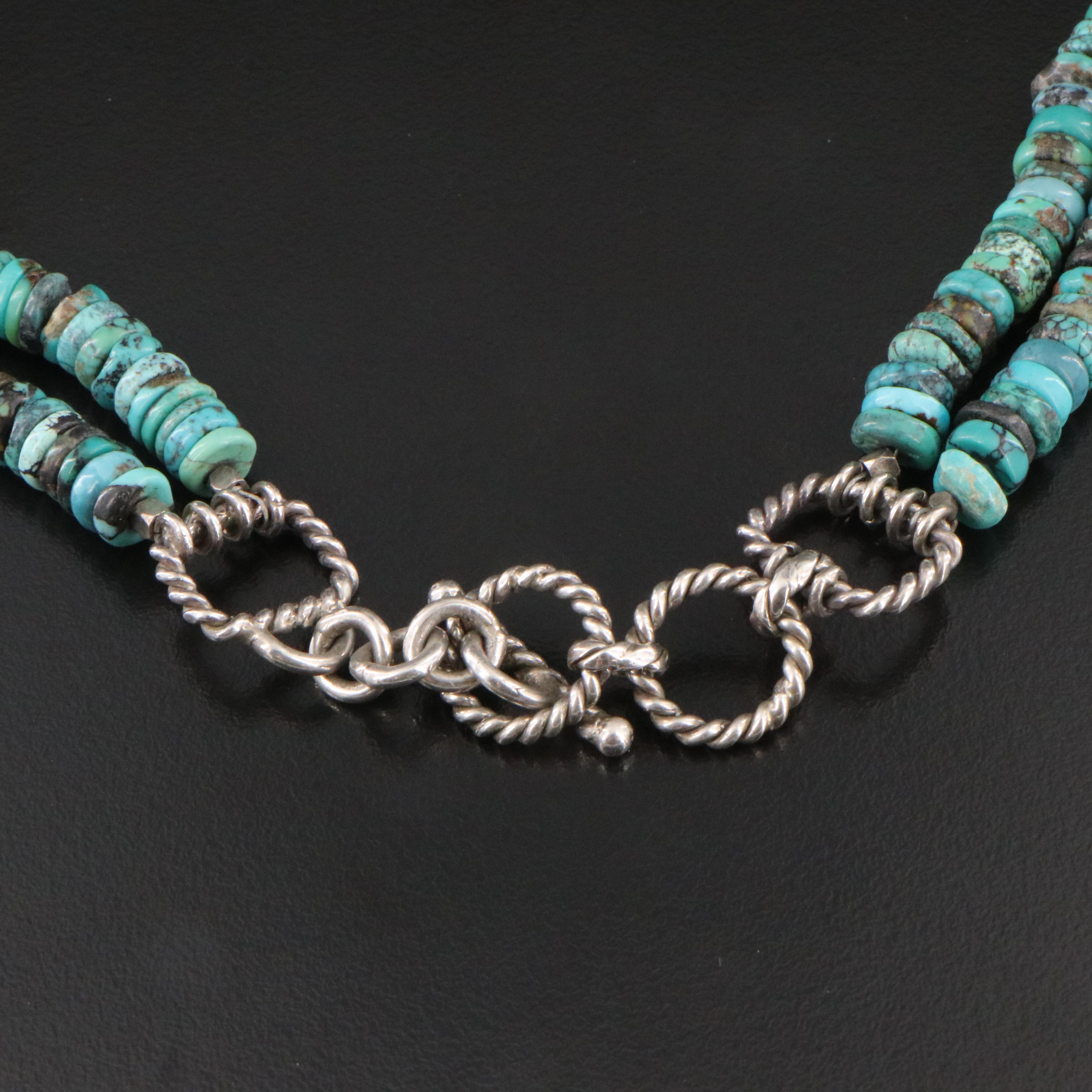 Sterling Turquoise and Druzy Bib Necklace