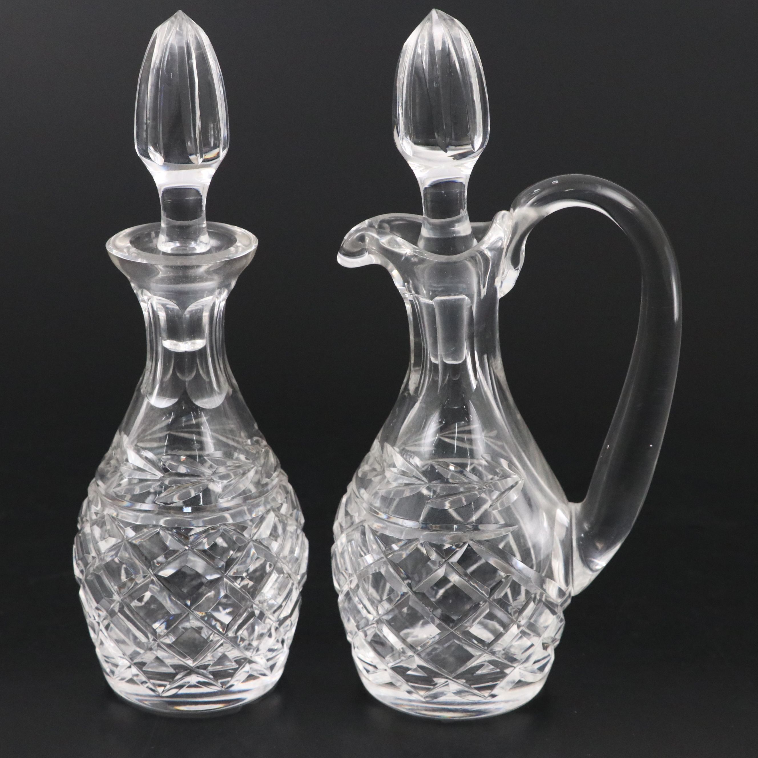Waterford Crystal "Glandore" Cruet and Vinegar Bottle with Bowls