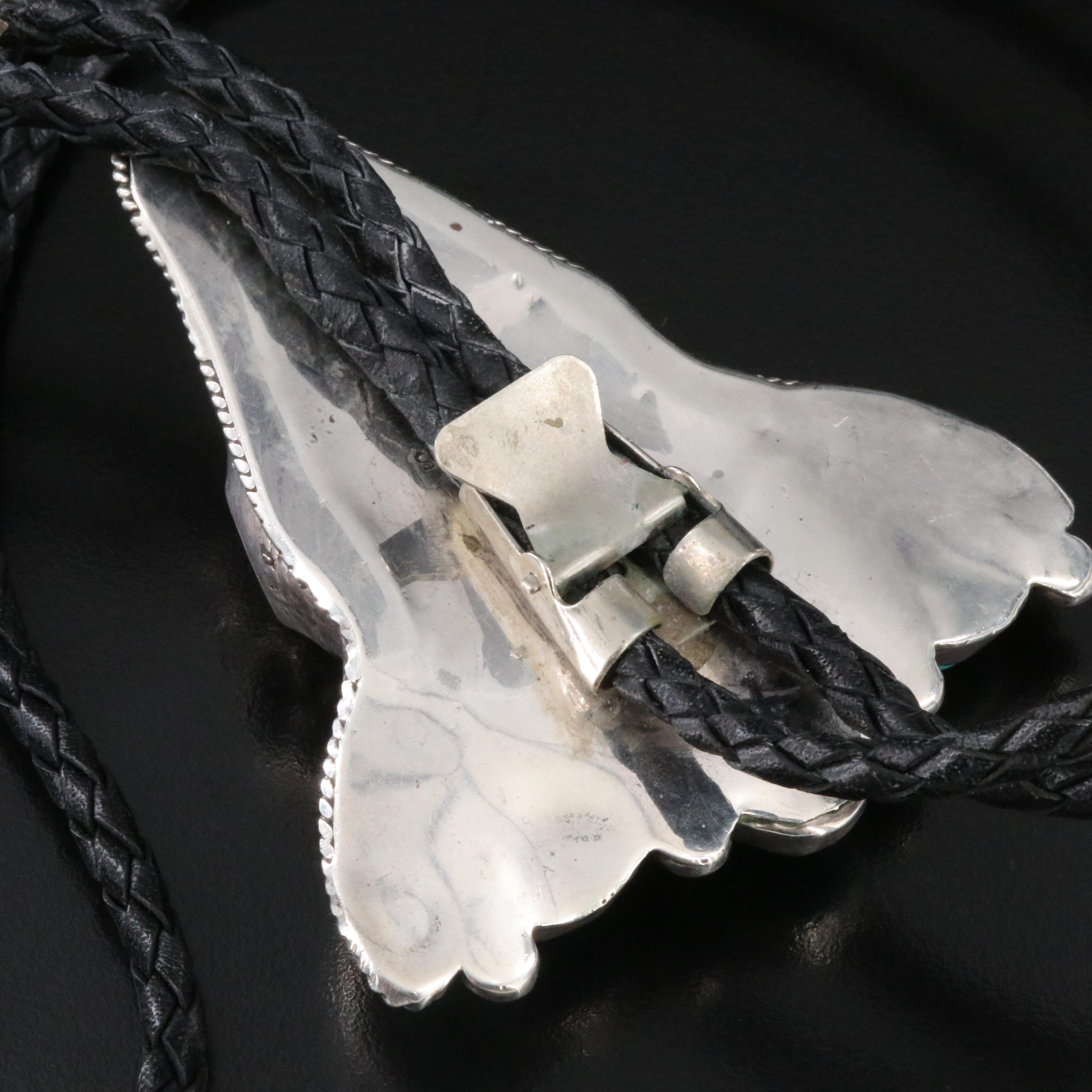 Southwestern Sterling Tuquoise Steer Skull Bolo Tie