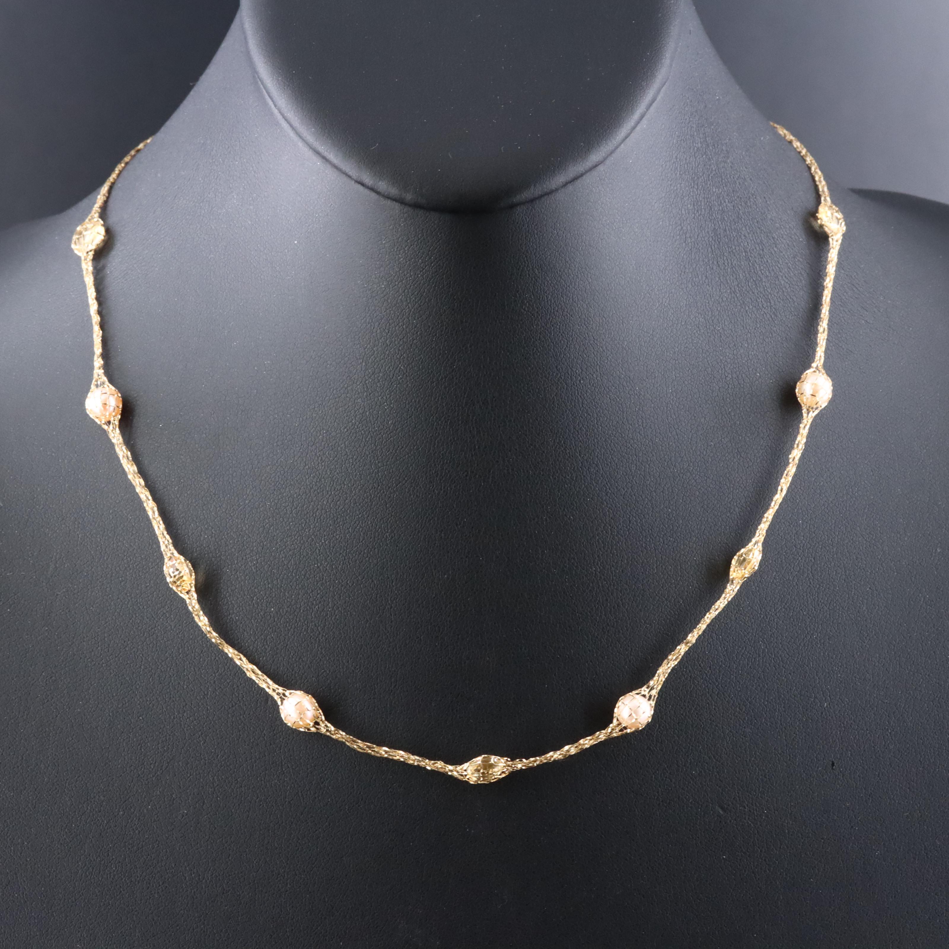 Milor 14K Pearl and Citrine Mesh Station Necklace