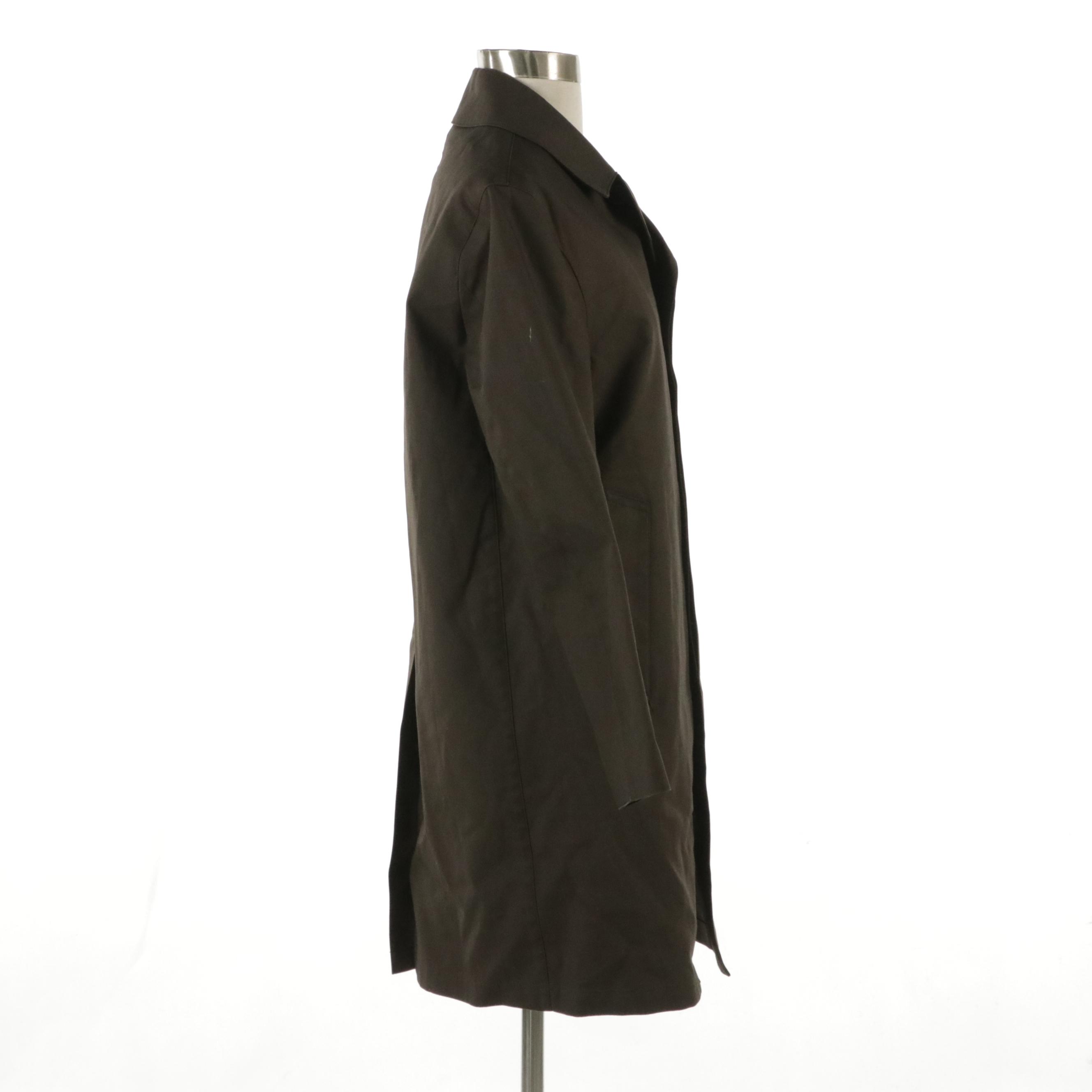 Mackintosh Philosophy Chocolate Brown Bonded Cotton Coat with Plaid Wool Lining