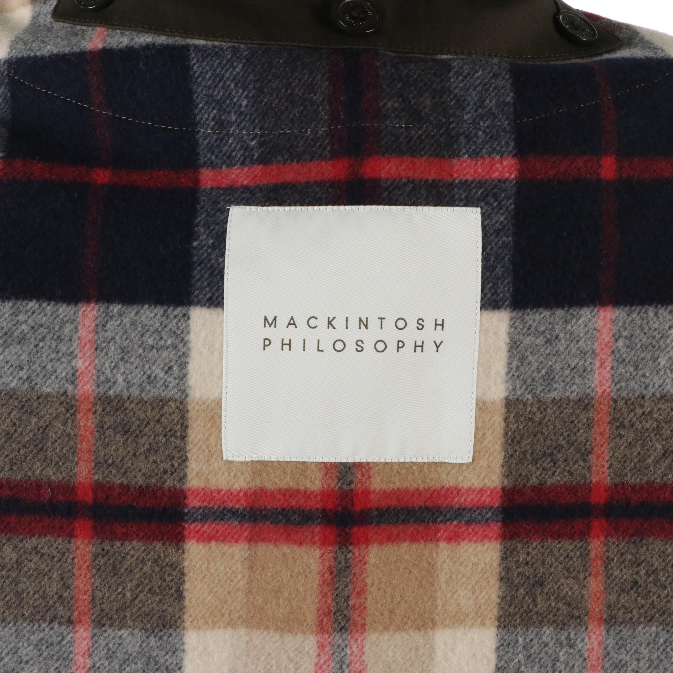 Mackintosh Philosophy Chocolate Brown Bonded Cotton Coat with Plaid Wool Lining