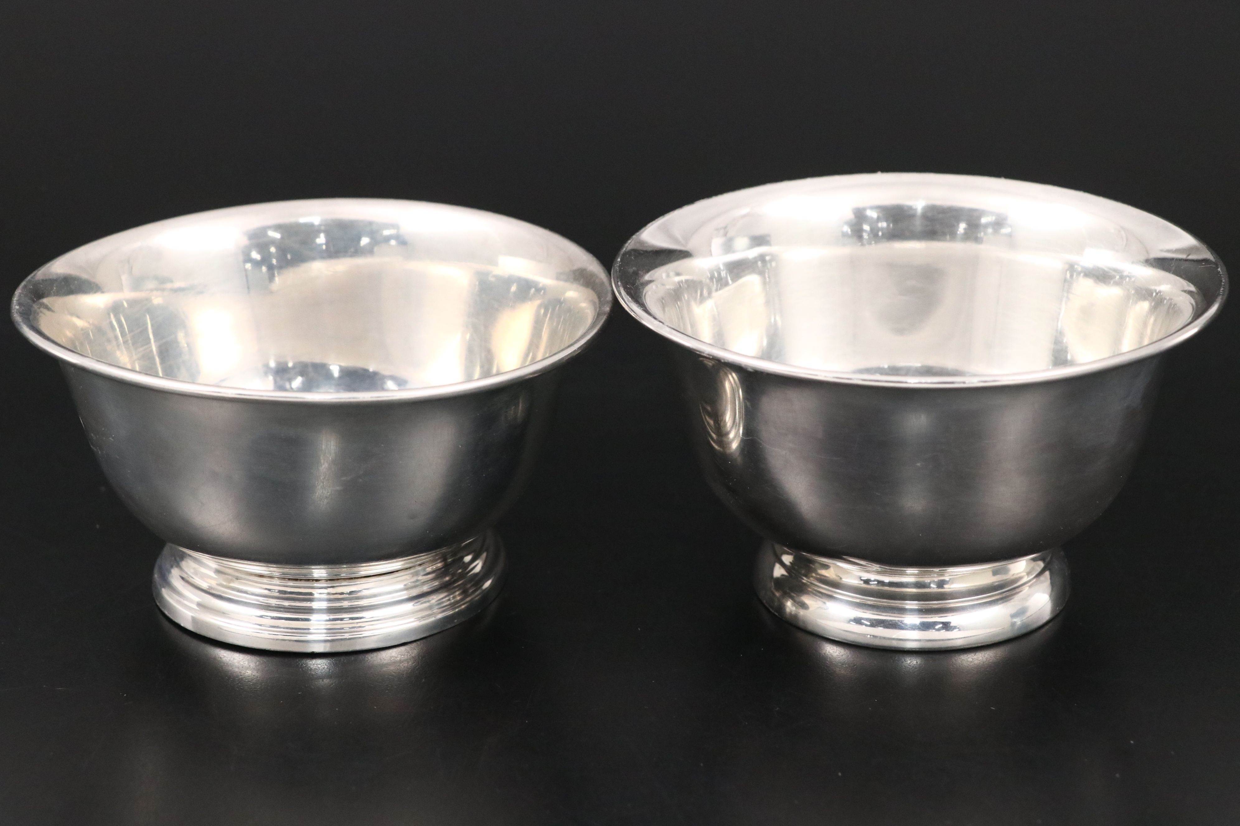 Sterling Silver Plate, Bowls, Weighted Candlesticks and Shakers