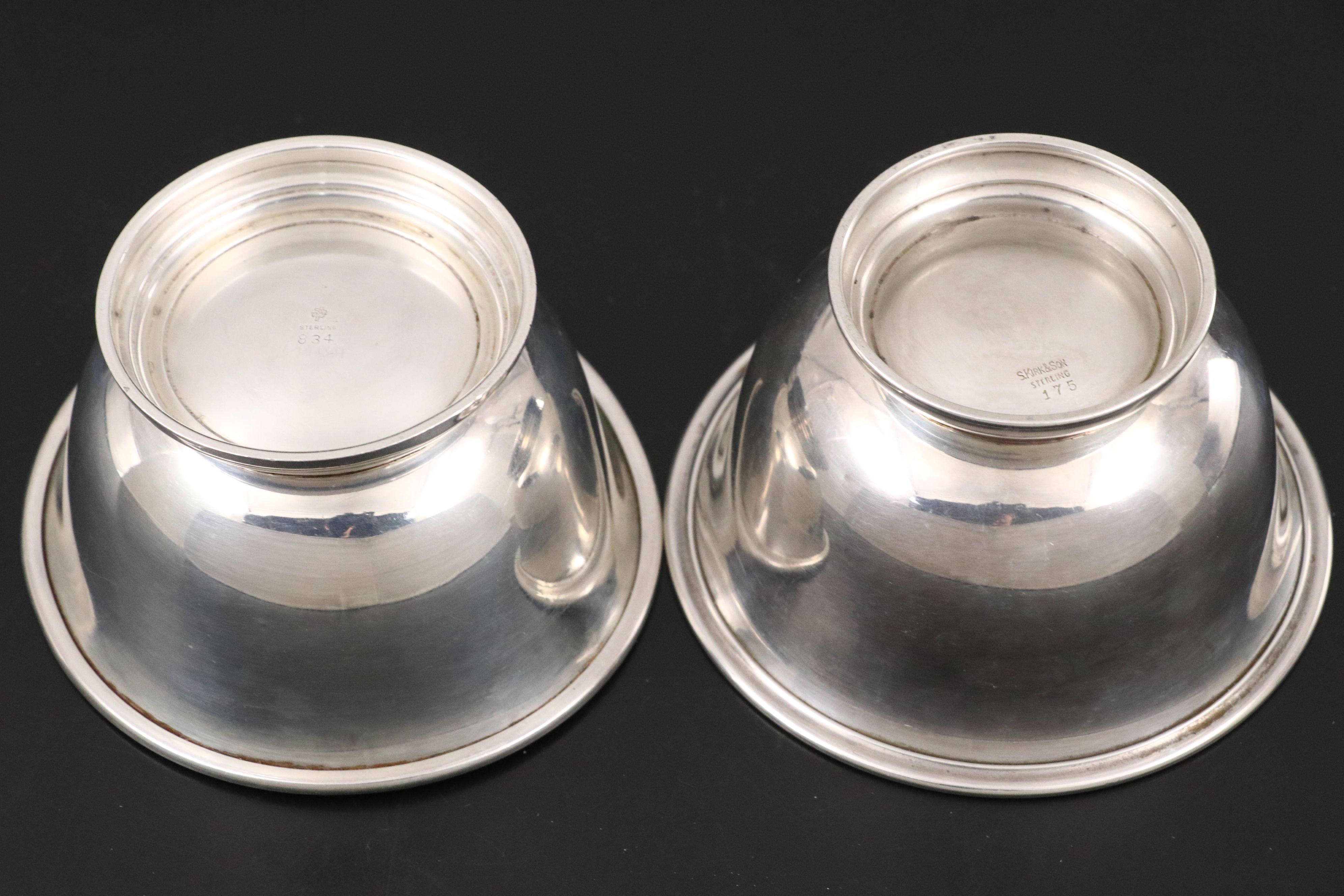 Sterling Silver Plate, Bowls, Weighted Candlesticks and Shakers