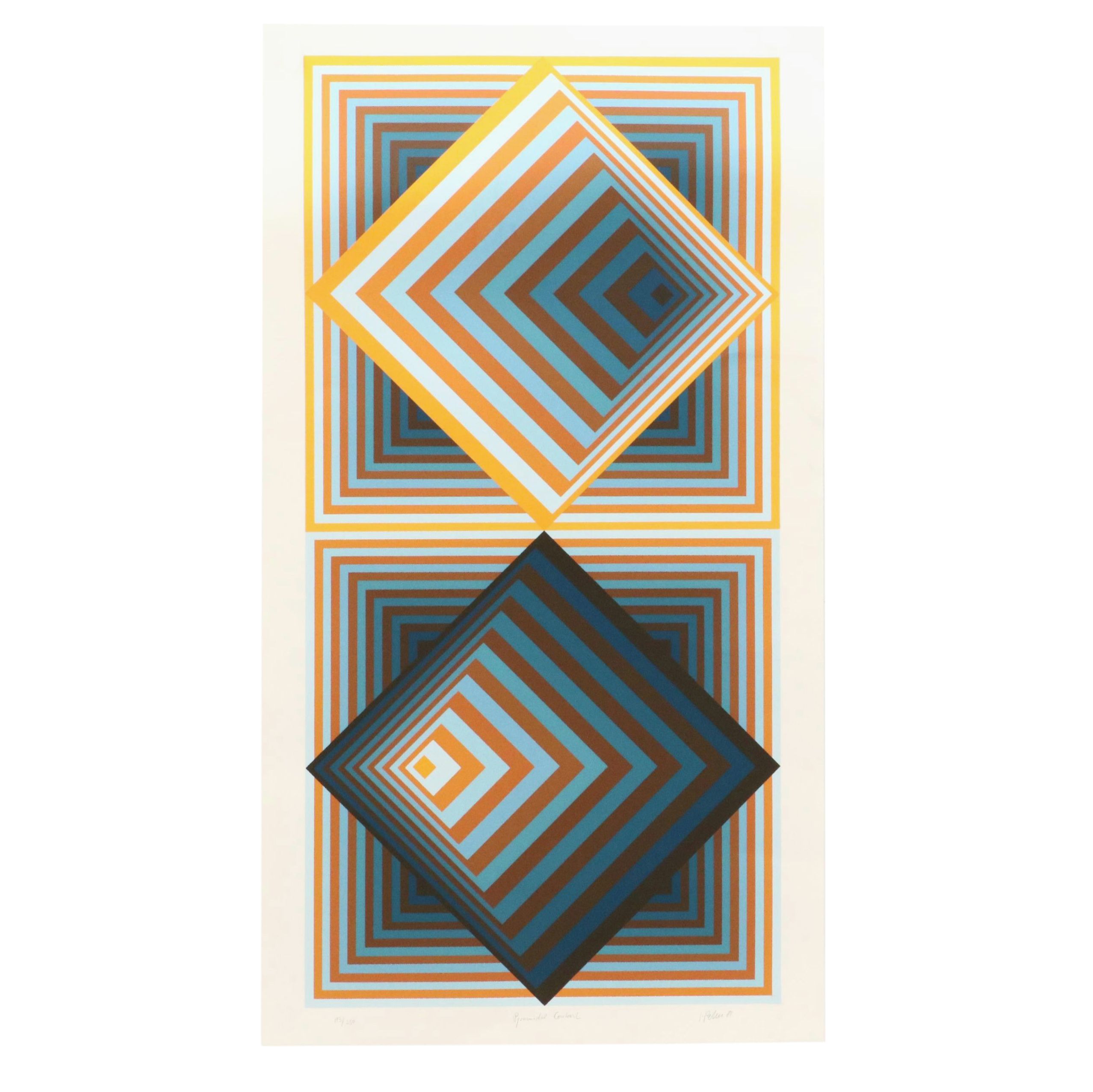 Jürgen Peters Op Art Serigraph "Pyramidal Contrast," 1981