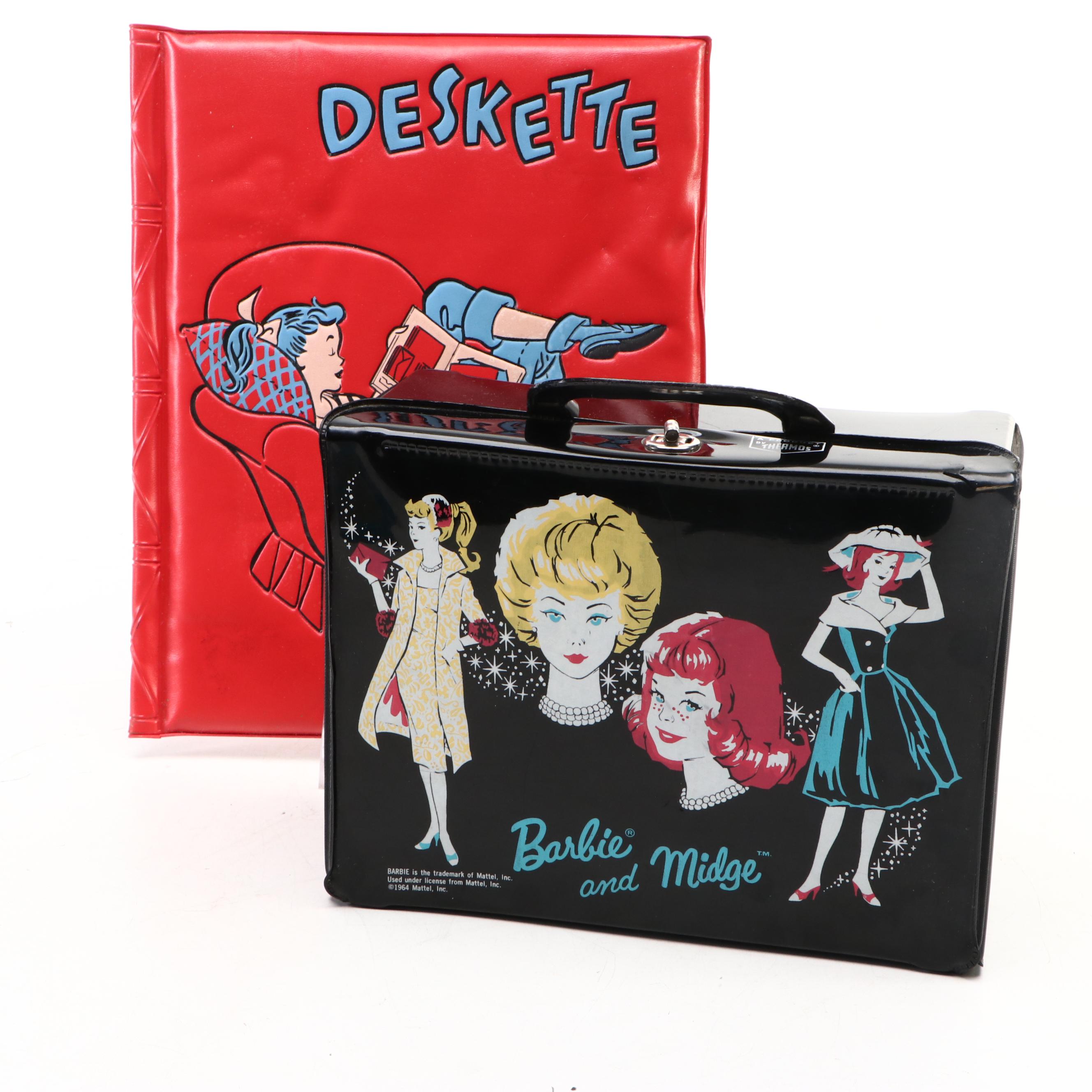 Barbie and Midge Lunch Box with Deskette Vinyl Portfolio, Mid-20th Century