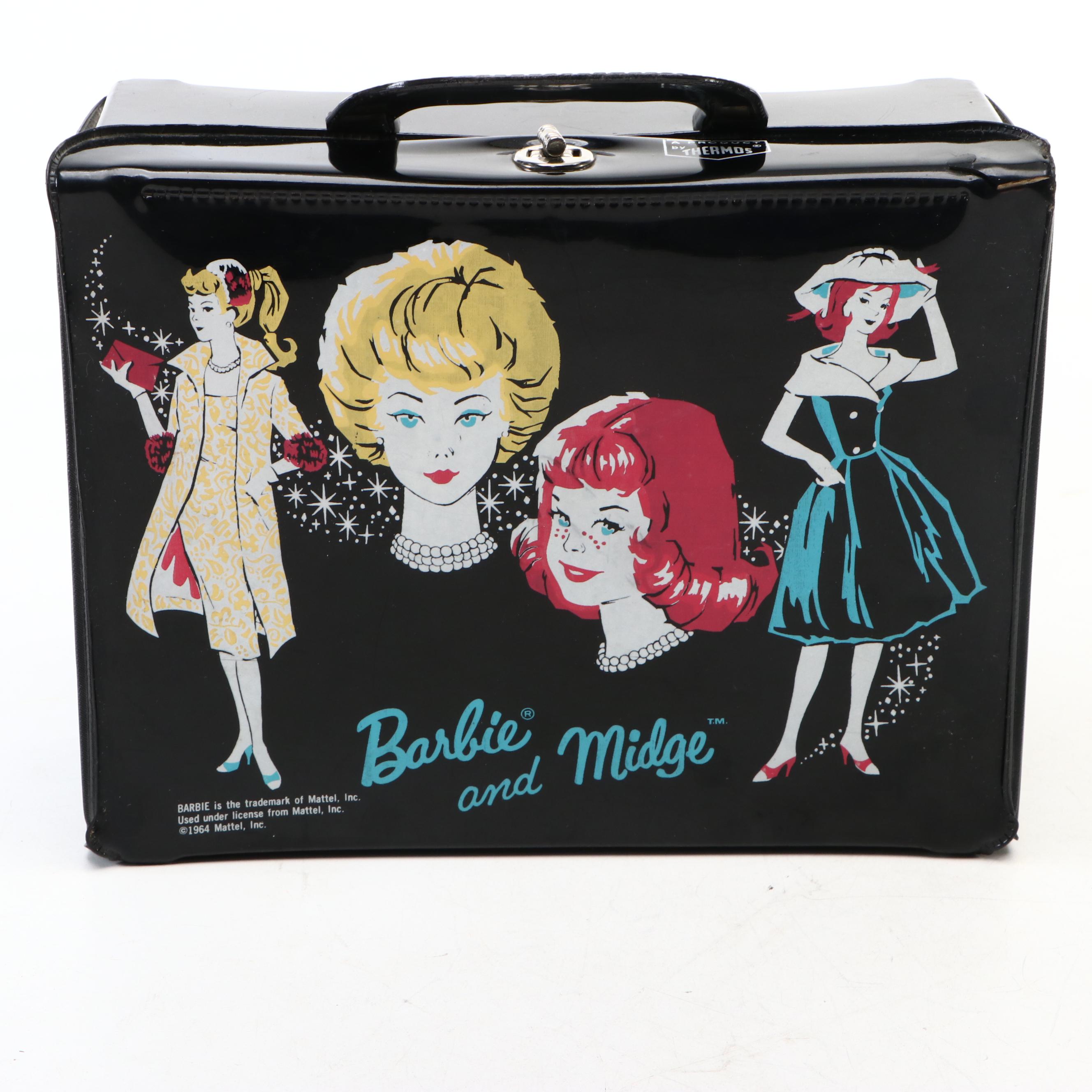 Barbie and Midge Lunch Box with Deskette Vinyl Portfolio, Mid-20th Century
