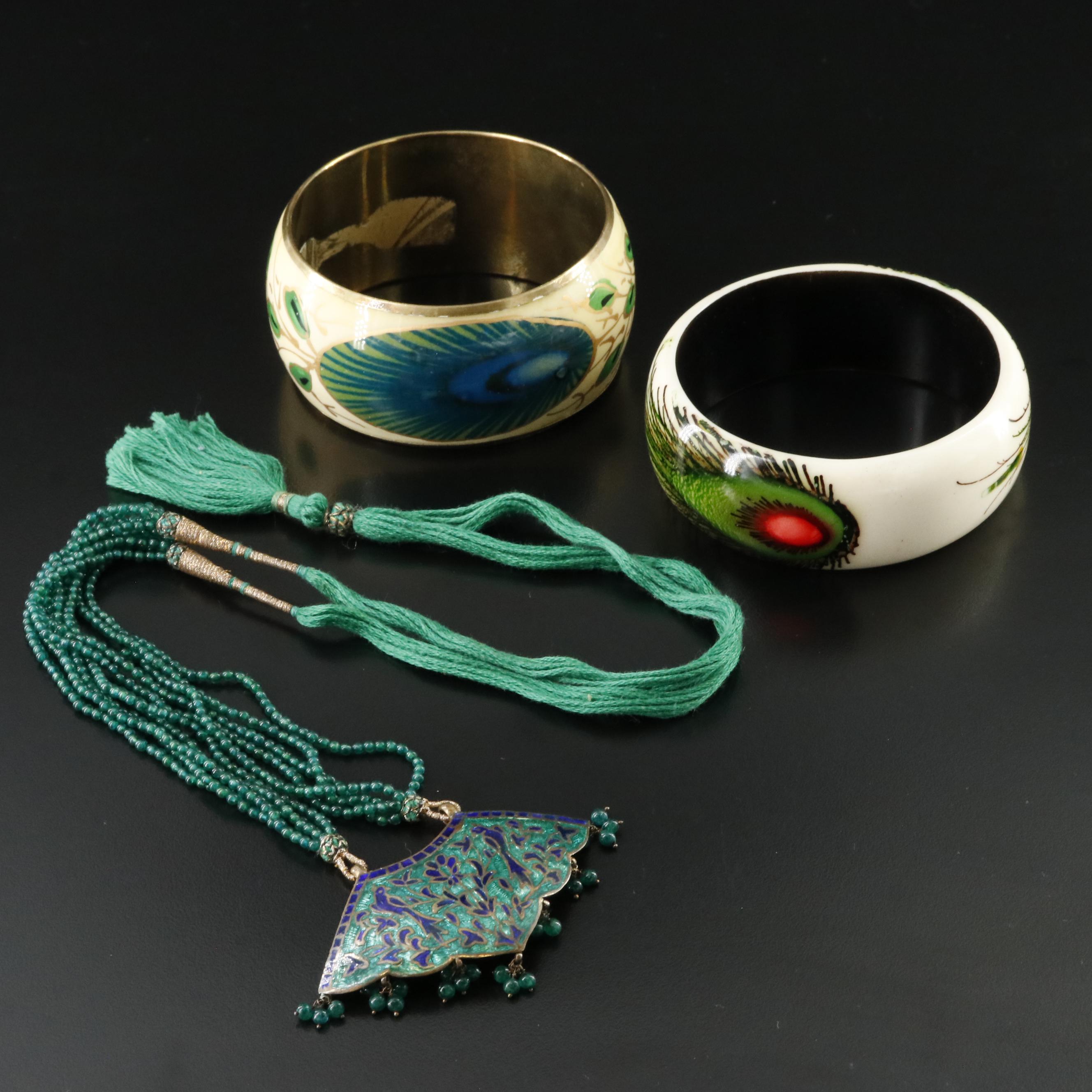 Peacock Themed Necklace and Bangles