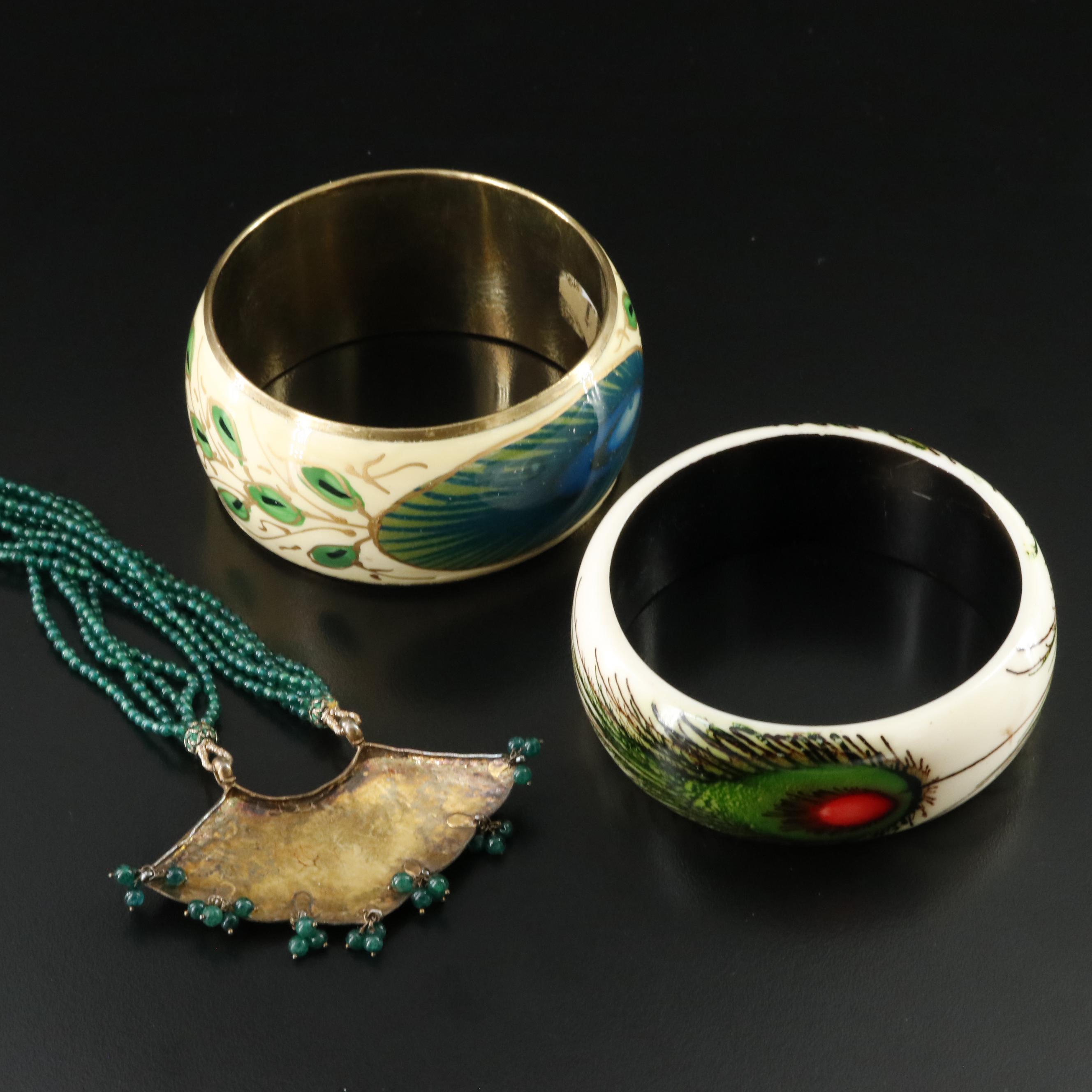 Peacock Themed Necklace and Bangles