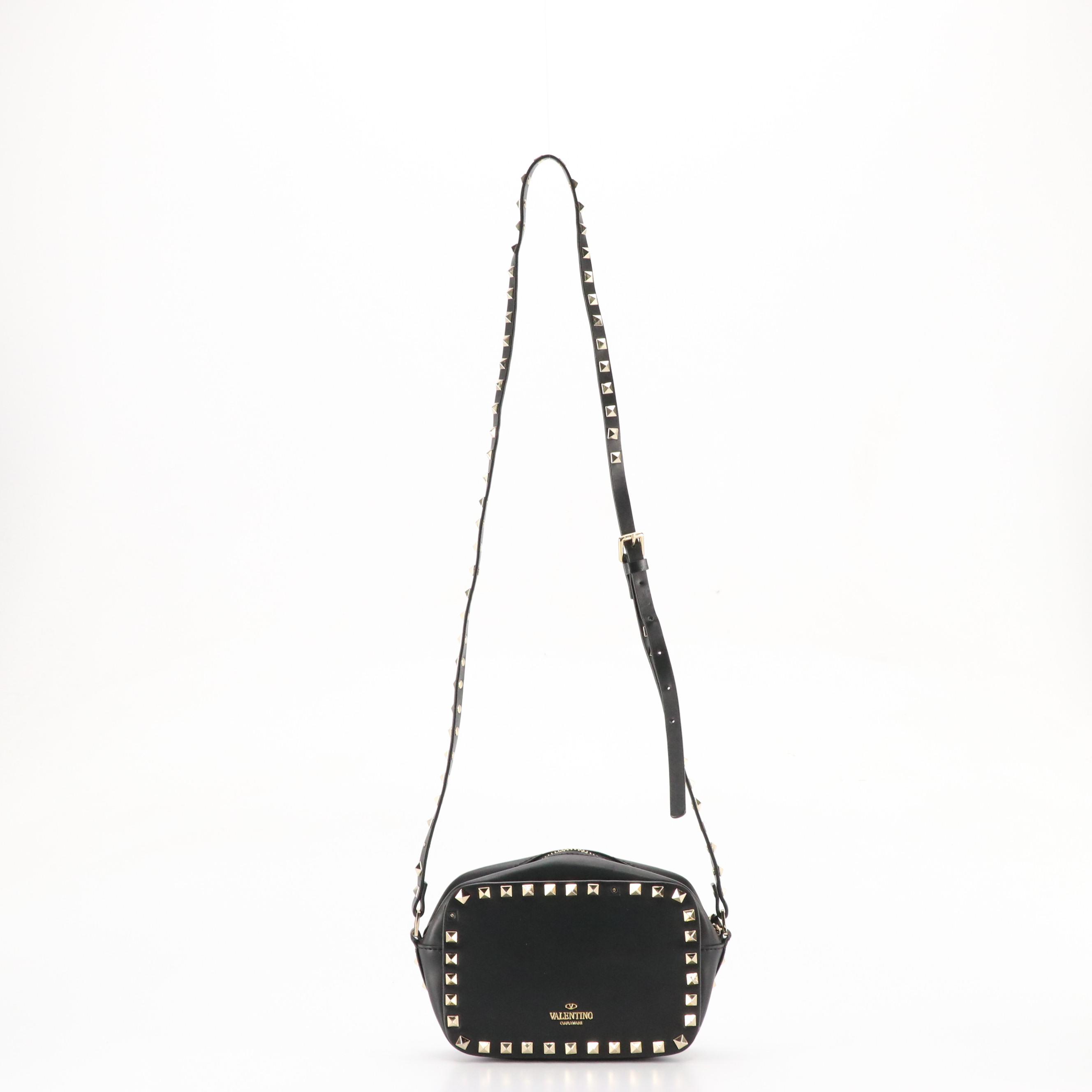 Valentino Garavani Rockstud Crossbody Bag in Black Calfskin Leather