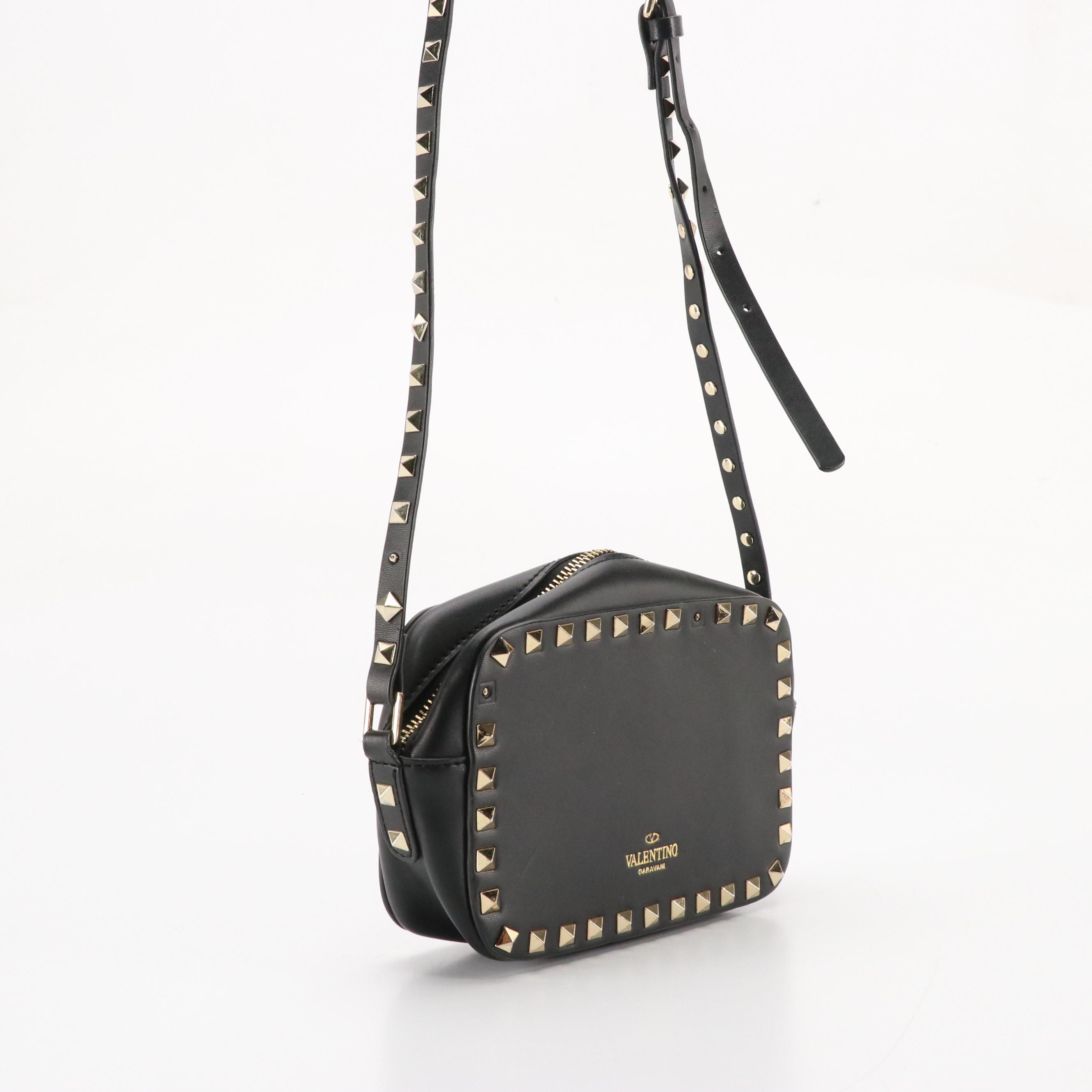 Valentino Garavani Rockstud Crossbody Bag in Black Calfskin Leather