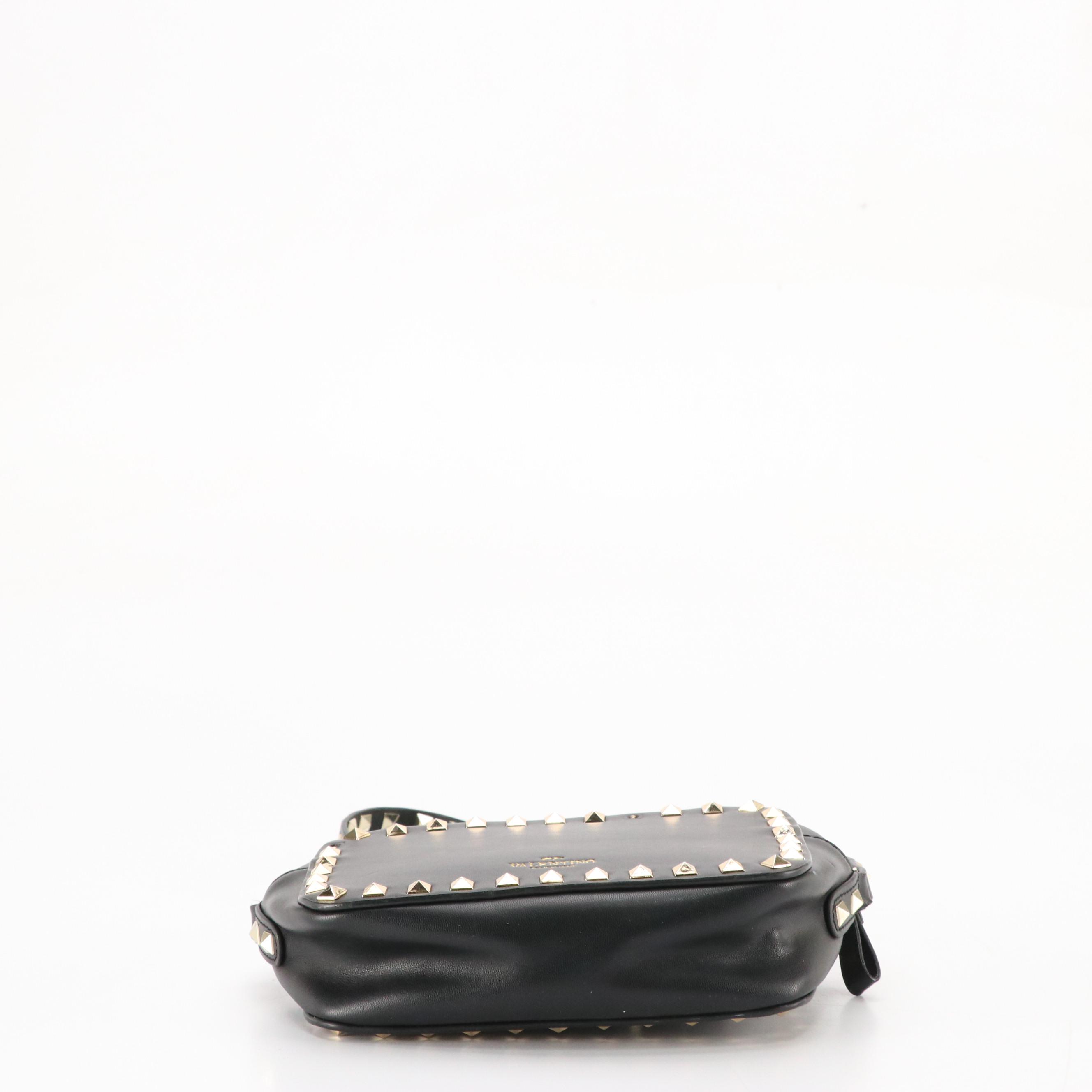 Valentino Garavani Rockstud Crossbody Bag in Black Calfskin Leather